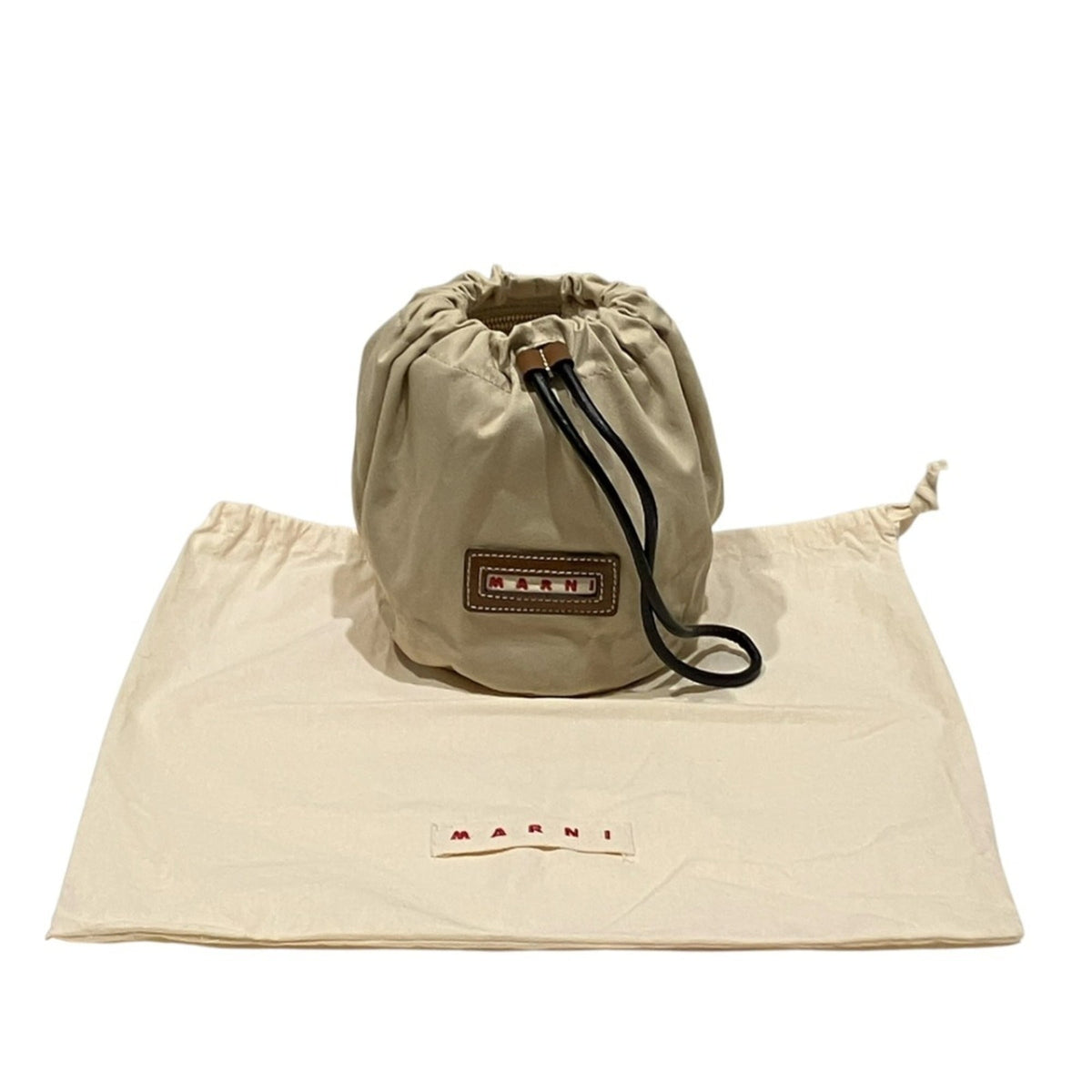 Marni Beige Brown Canvas Leather Handbag (Pre-Owned)