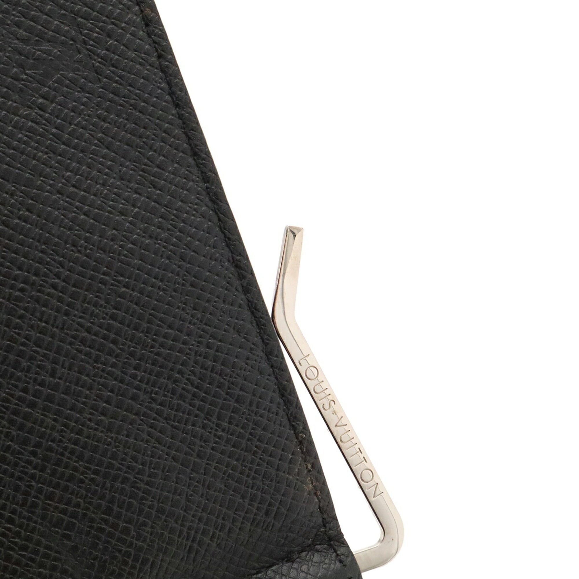 Louis Vuitton Black Galle Noir White Leather Bill Wallet (Bi-Fold) (Pre-Owned)