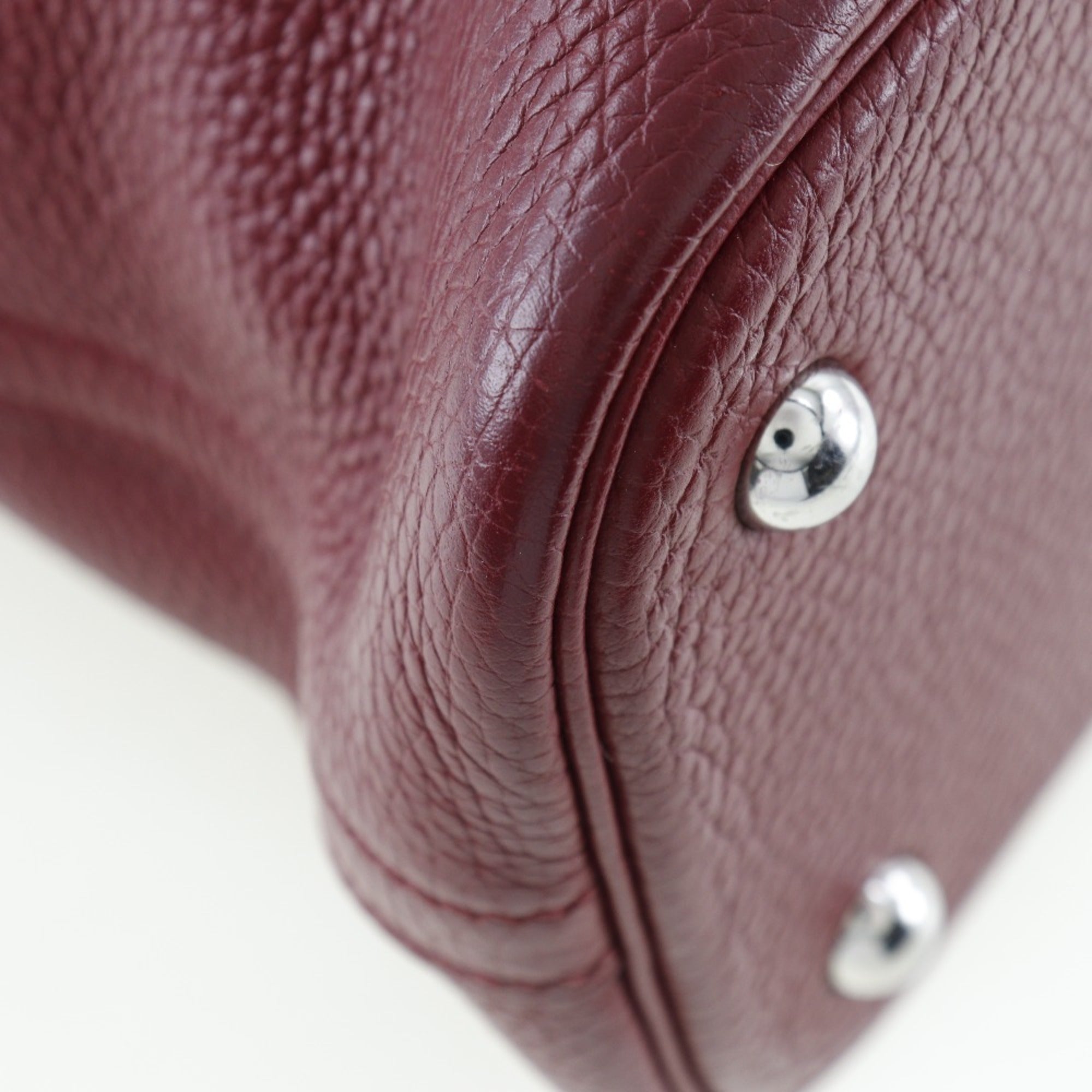 Hermes Bolide Rouge Grenat Taurillon Clemence Leather Handbag (Pre-Owned)