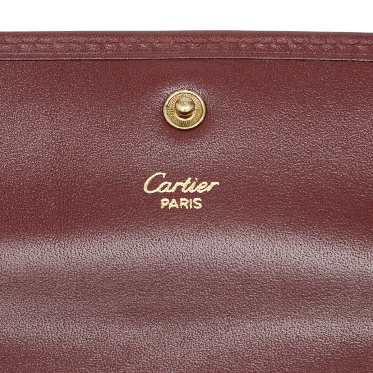 Cartier Must Bordeaux Wine Red Leather Wallet (Tri-Fold) (Pre-Owned)