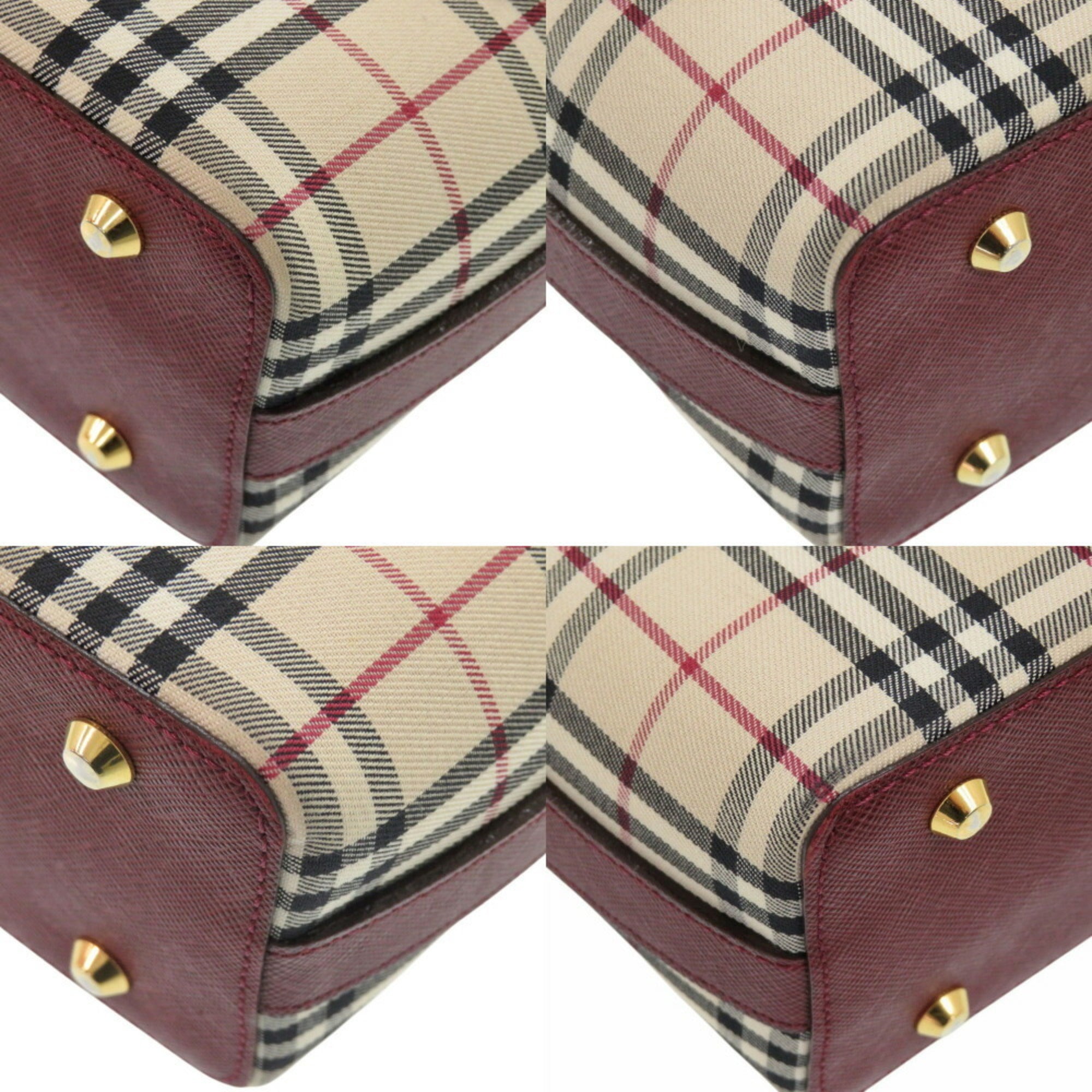 Burberry Beige Canvas Leather Handbag Shoulder Bag (Pre-Owned)