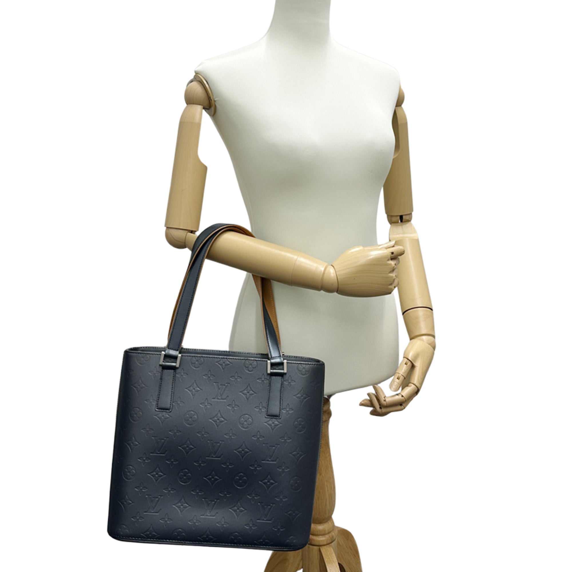 Louis Vuitton Blue Monogram Mat Handbag Tote Bag (Pre-Owned)