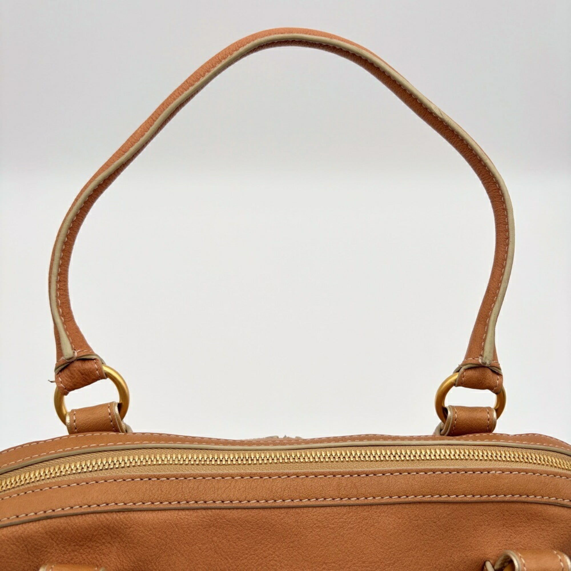 Loewe Beige Blue Nylon Leather Boston Bag Tote Bag (Pre-Owned)