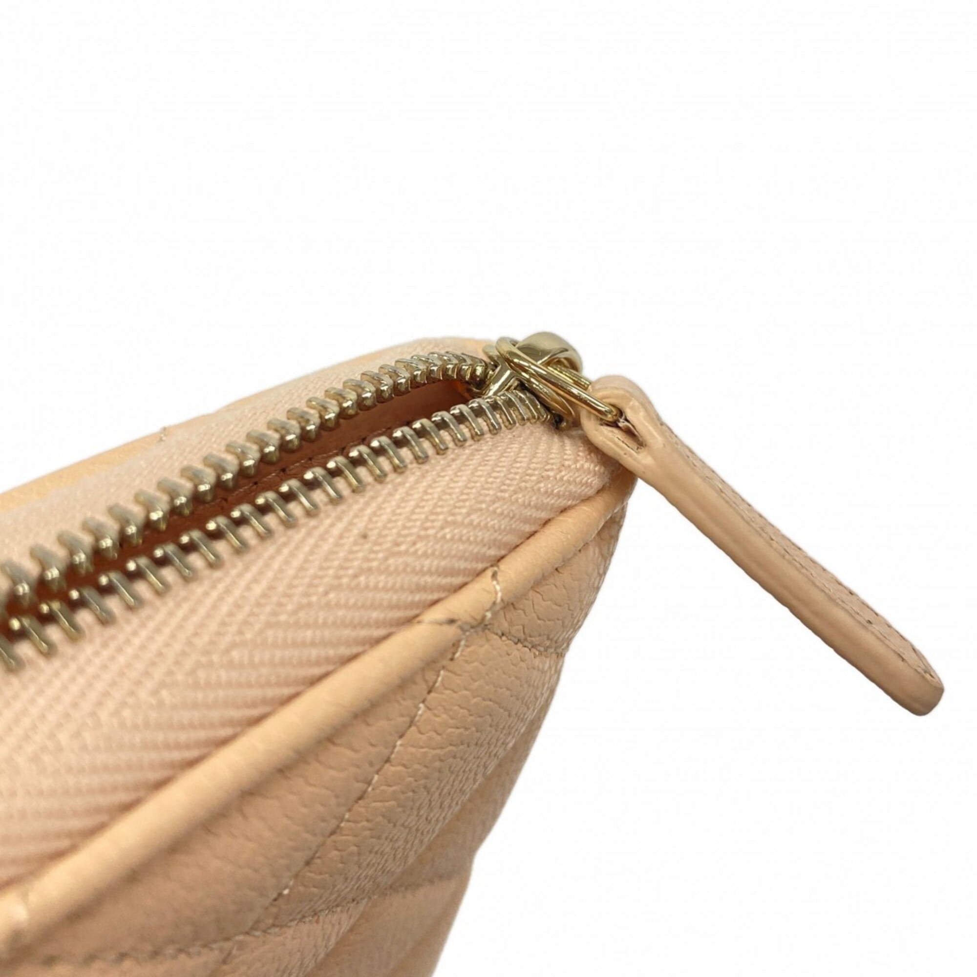 Chanel Beige Grained Calfskin Long Wallet (Bi-Fold) (Pre-Owned)