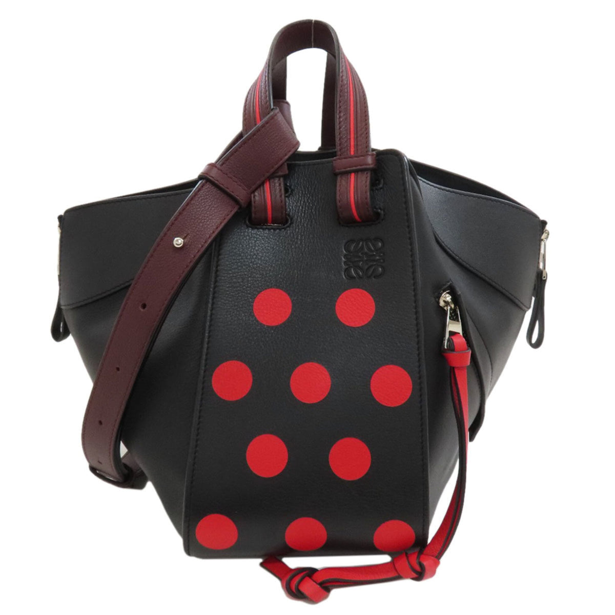 Loewe Black Red Color Leather Handbag (Pre-Owned)
