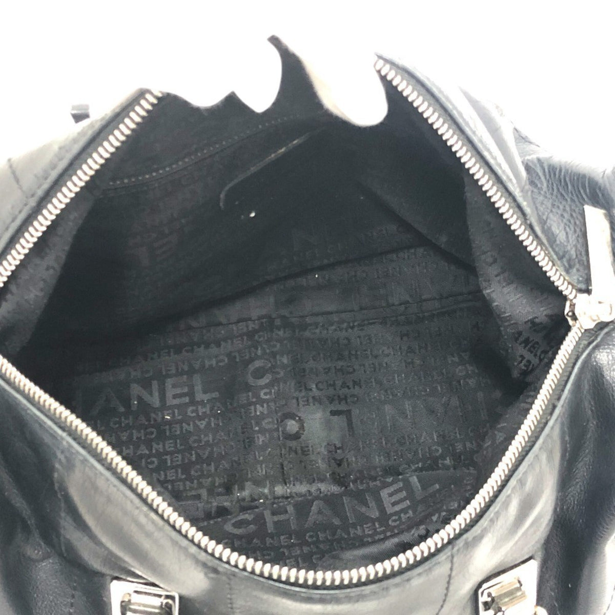 Chanel Black Leather Handbag Tote Bag (Pre-Owned)