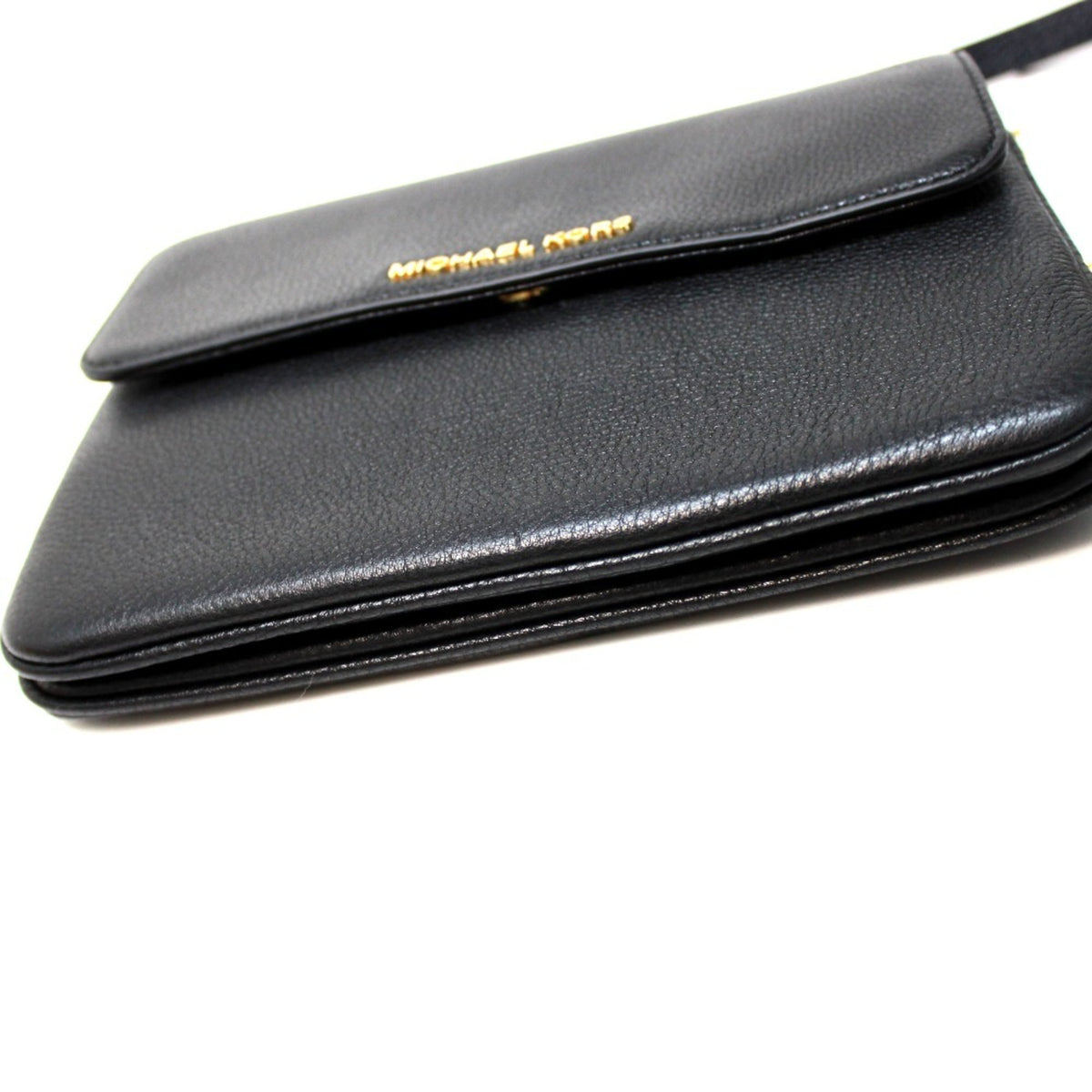 Michael Kors Black Leather Pochette Shoulder Bag (Pre-Owned)