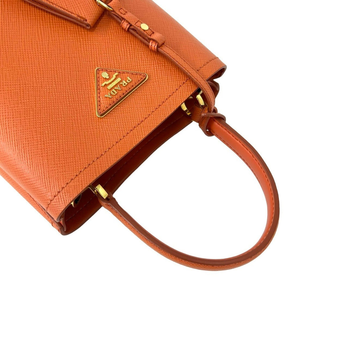 Prada Orange Leather Handbag Shoulder Bag (Pre-Owned)