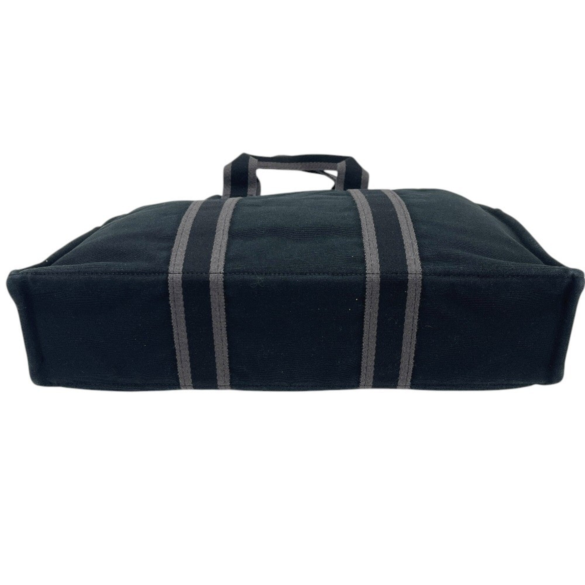 Hermes Black Canvas Handbag Tote Bag (Pre-Owned)