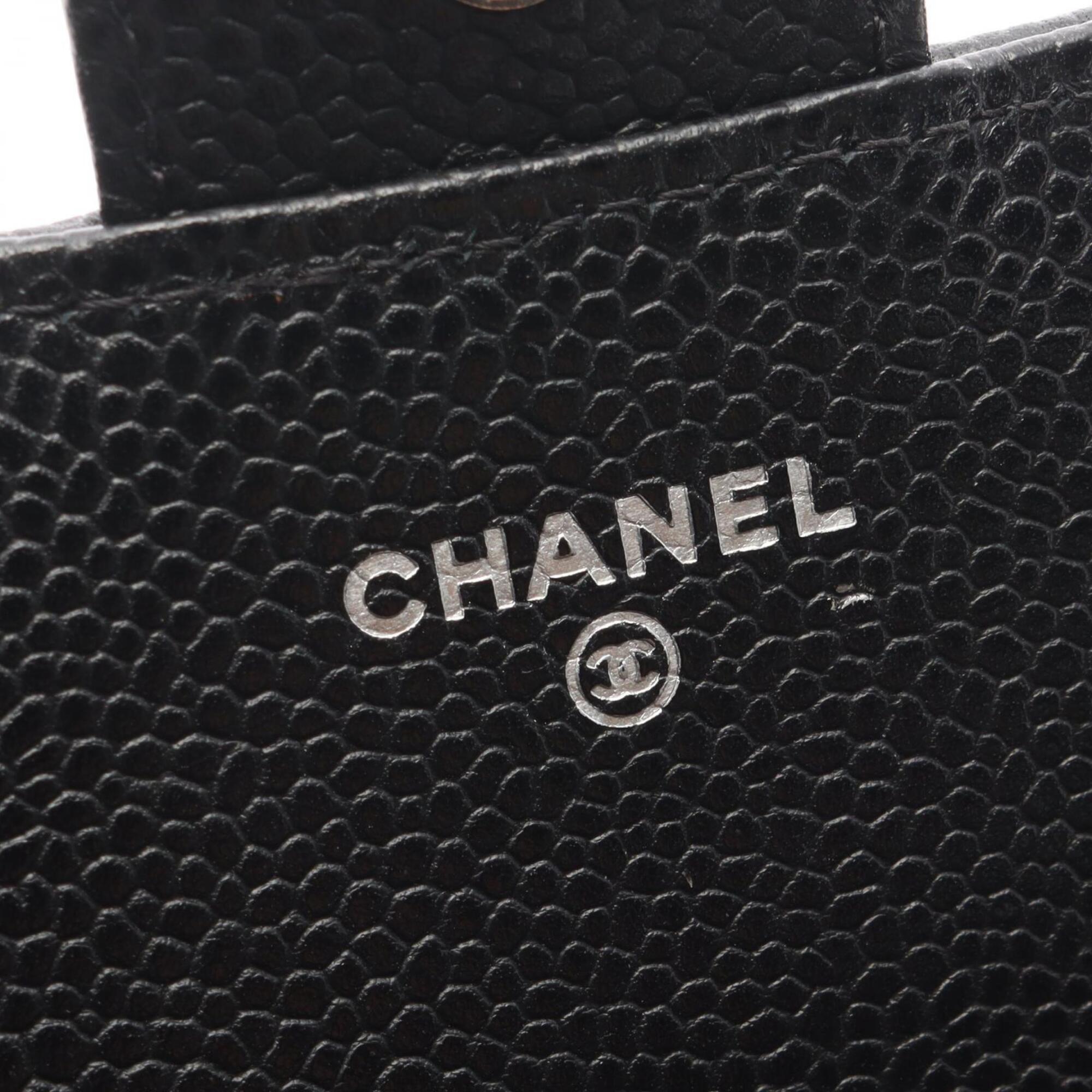 Chanel Matelasse Black Grained Calfskin Long Wallet (Bi-Fold) (Pre-Owned)