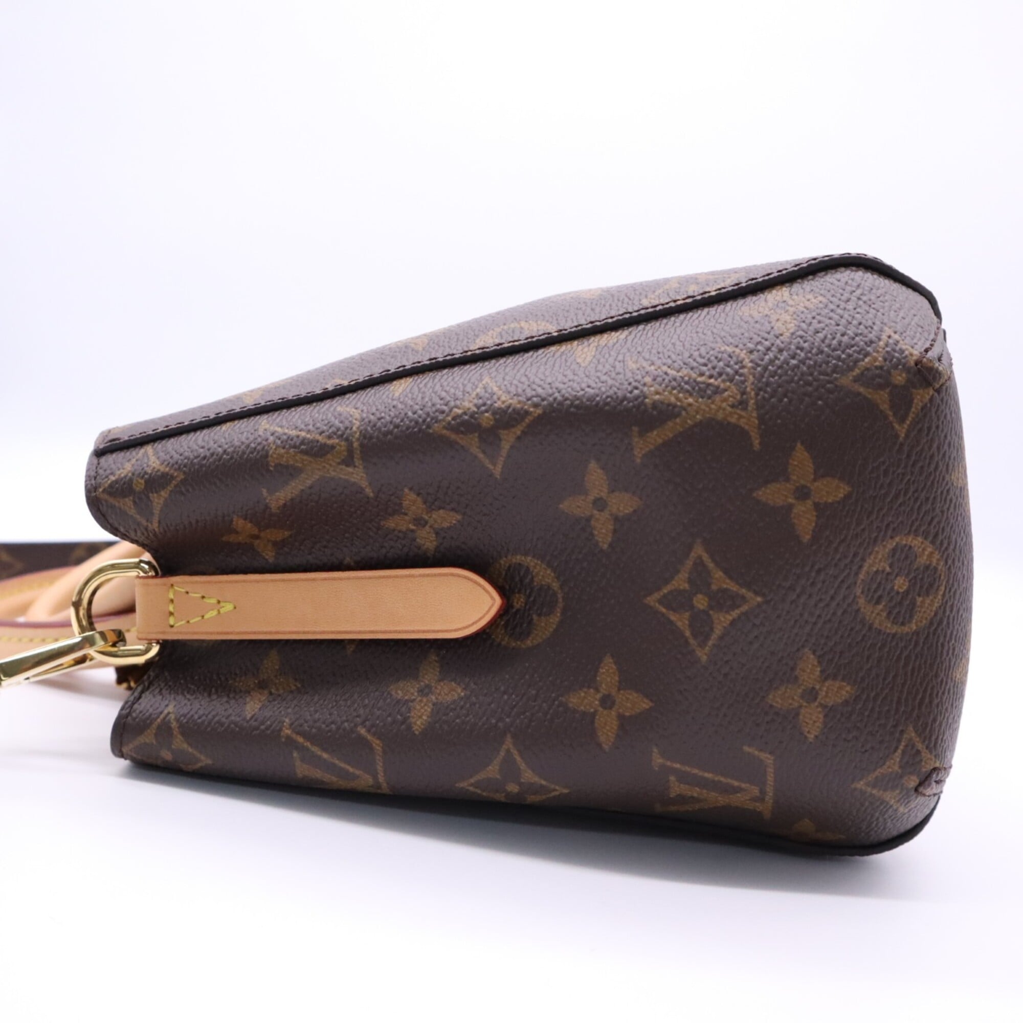 Louis Vuitton Monogram Beige Brown Coated Canvas Leather Handbag Shoulder Bag (Pre-Owned)