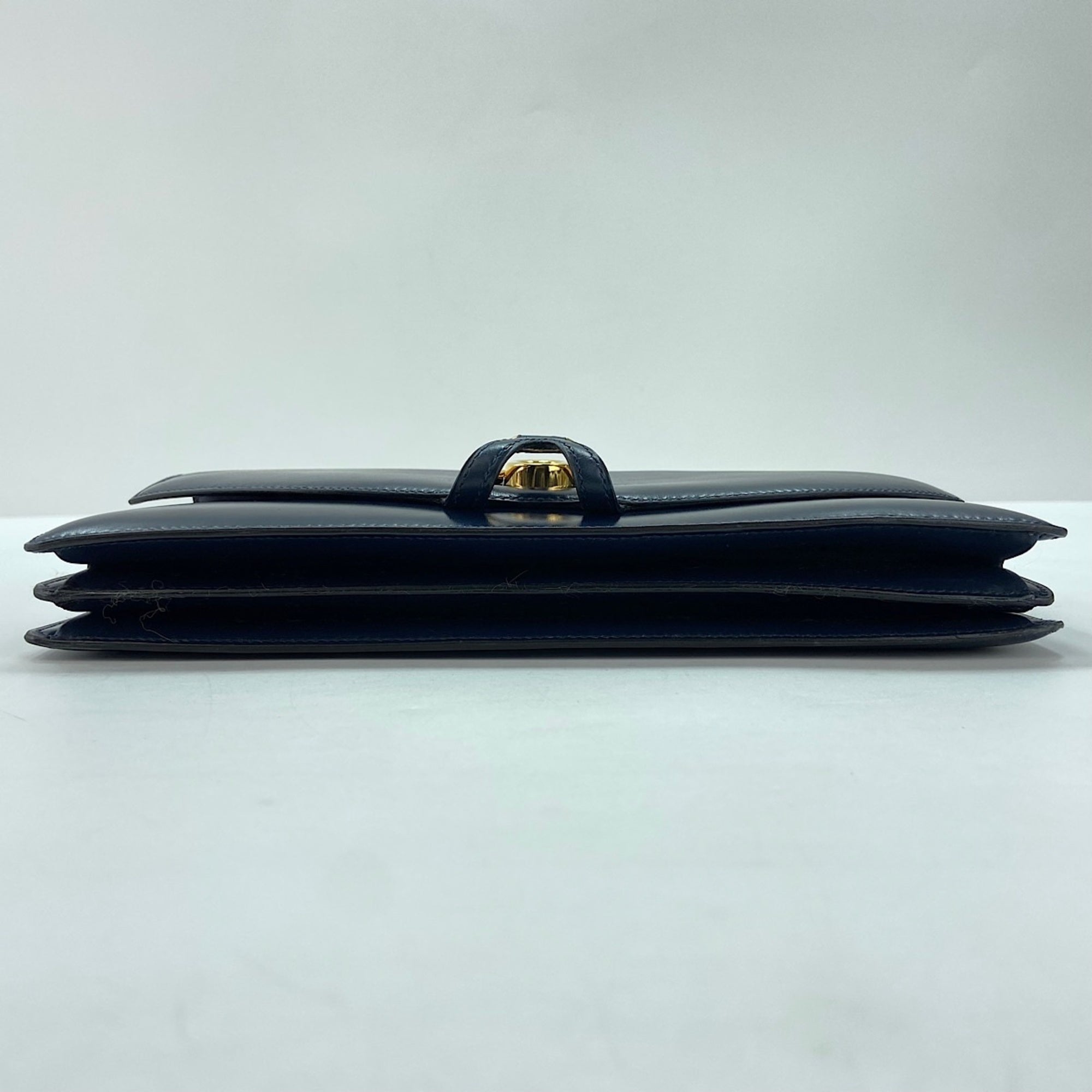 Hermes Navy Box Calf Leather Shoulder Bag (Pre-Owned)