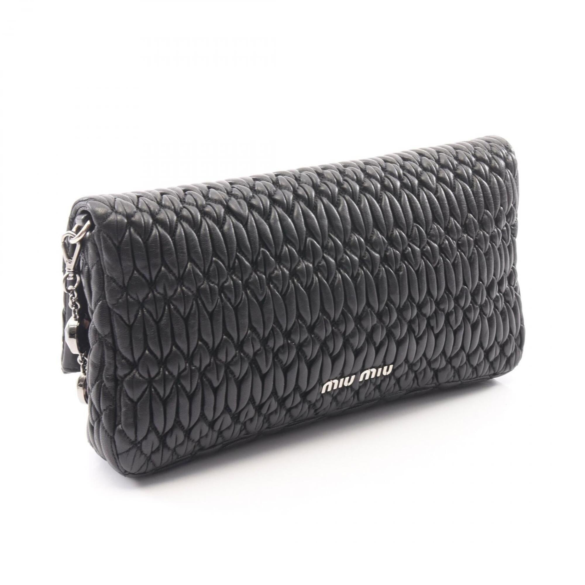 Miu Miu Matelasse Black Leather Handbag Shoulder Bag (Pre-Owned)