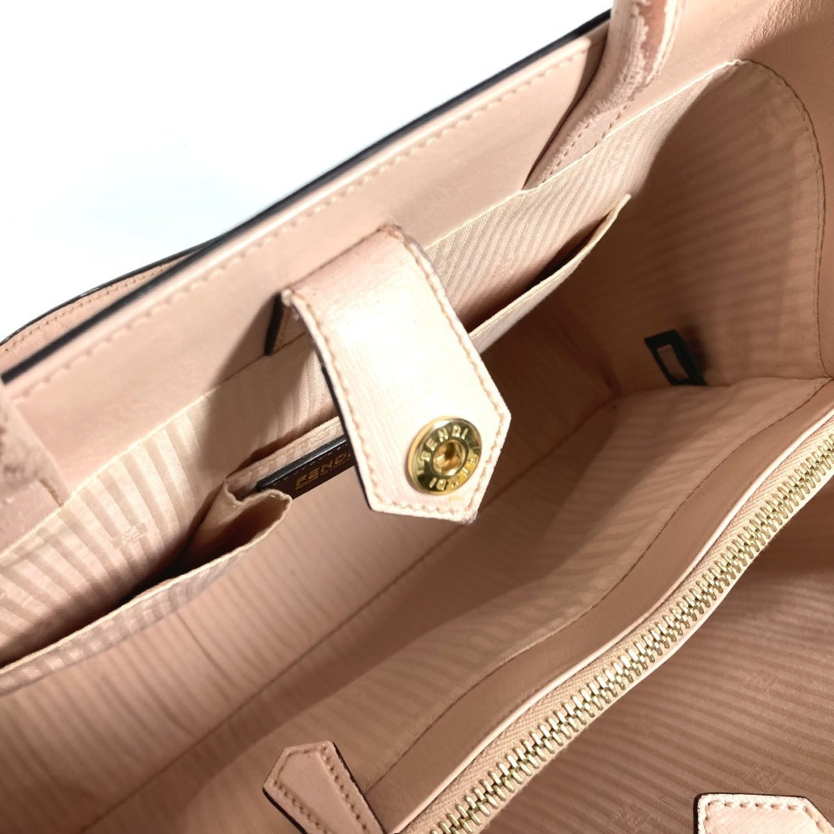 Fendi Beige Leather Shoulder Bag Tote Bag (Pre-Owned)