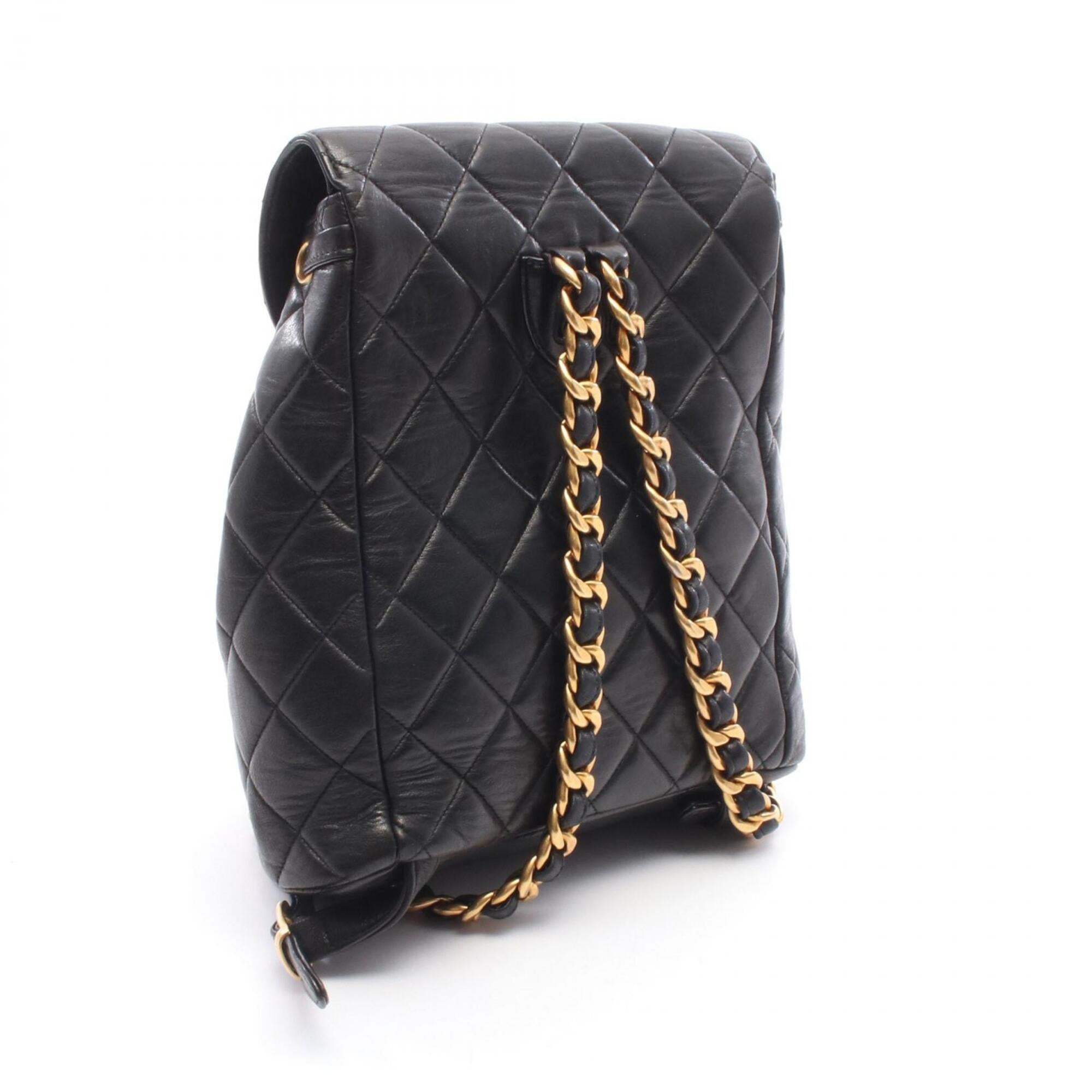 Chanel Black Leather Backpack Handbag (Pre-Owned)