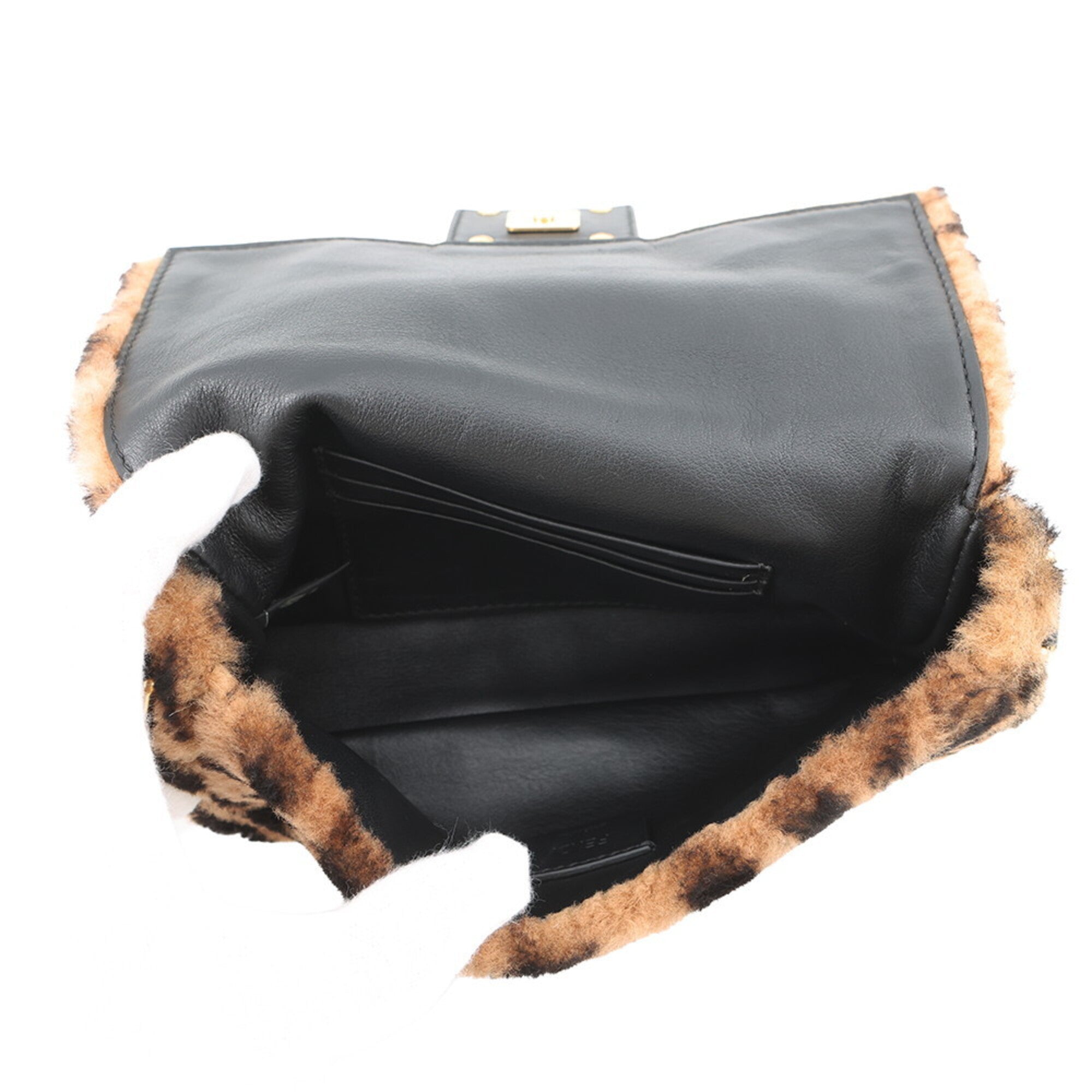Fendi Black Brown Zucca Handbag Shoulder Bag (Pre-Owned)