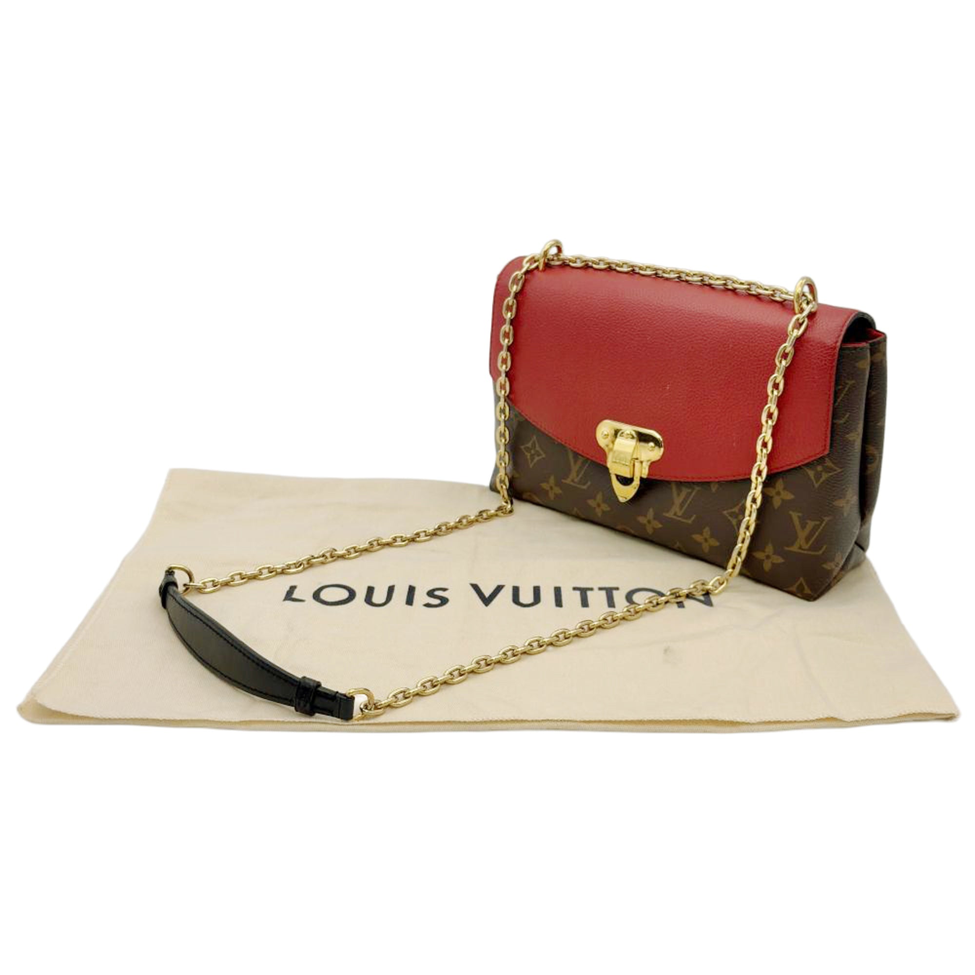 Louis Vuitton Brown Cerise Red Color Monogram Canvas Shoulder Bag (Pre-Owned)