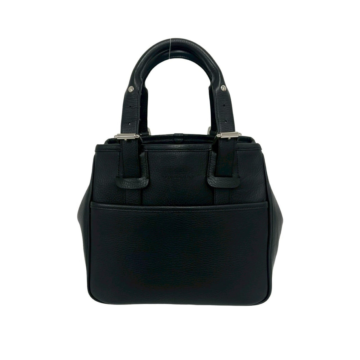 Burberry Black Leather Handbag Tote Bag (Pre-Owned)