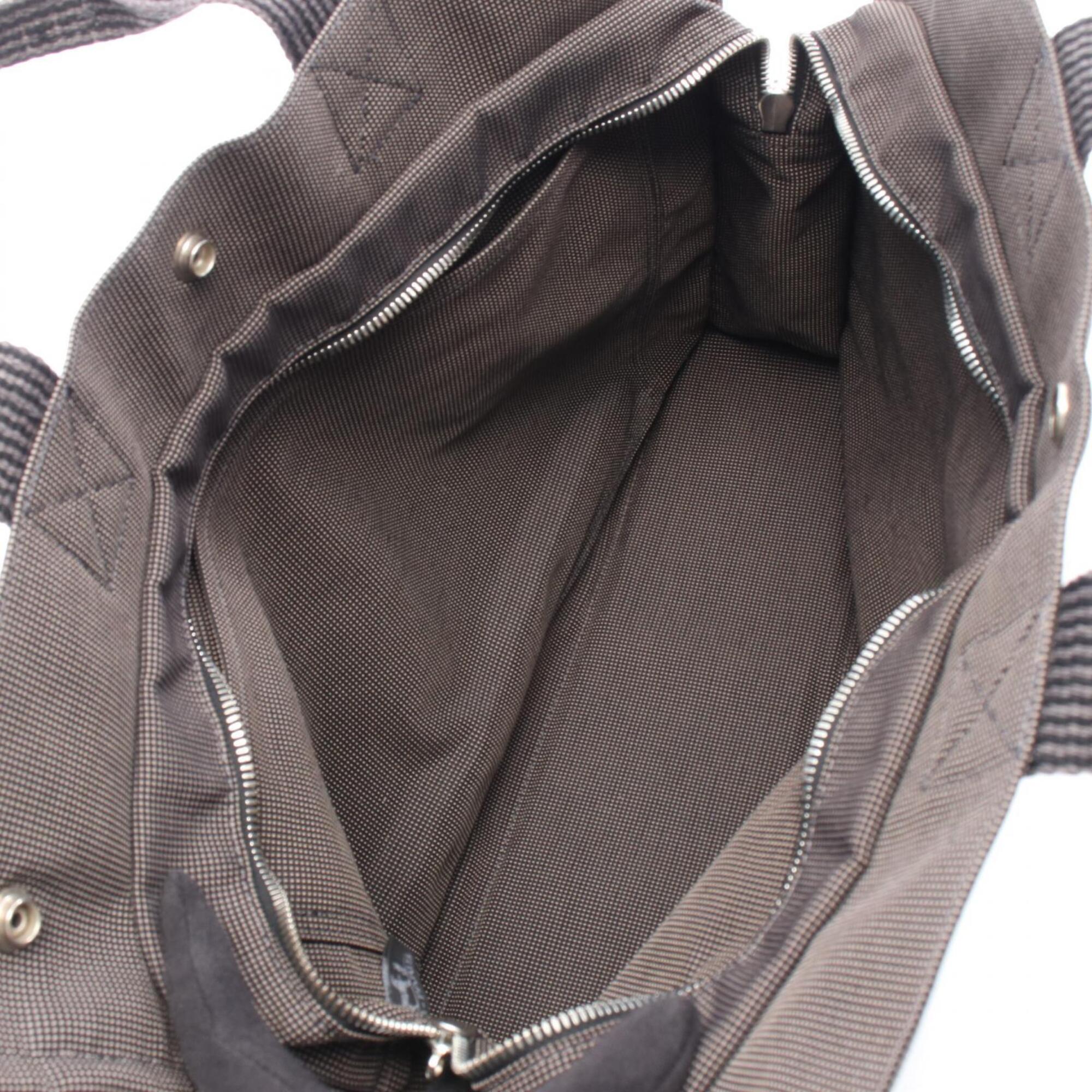 Hermes Gray Canvas Handbag Tote Bag (Pre-Owned)