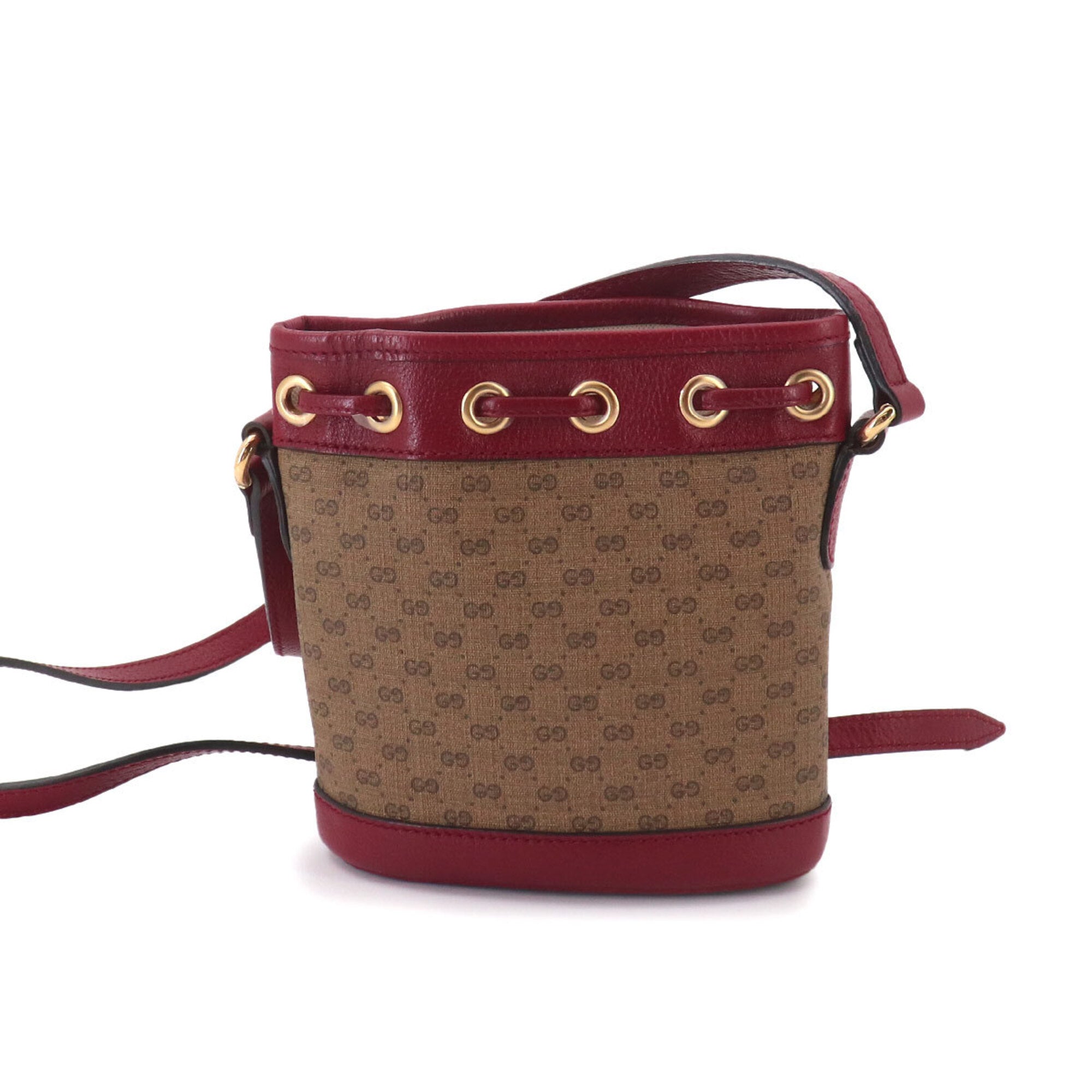 Gucci Brown Red Color Gg Supreme Leather Handbag Shoulder Bag (Pre-Owned)