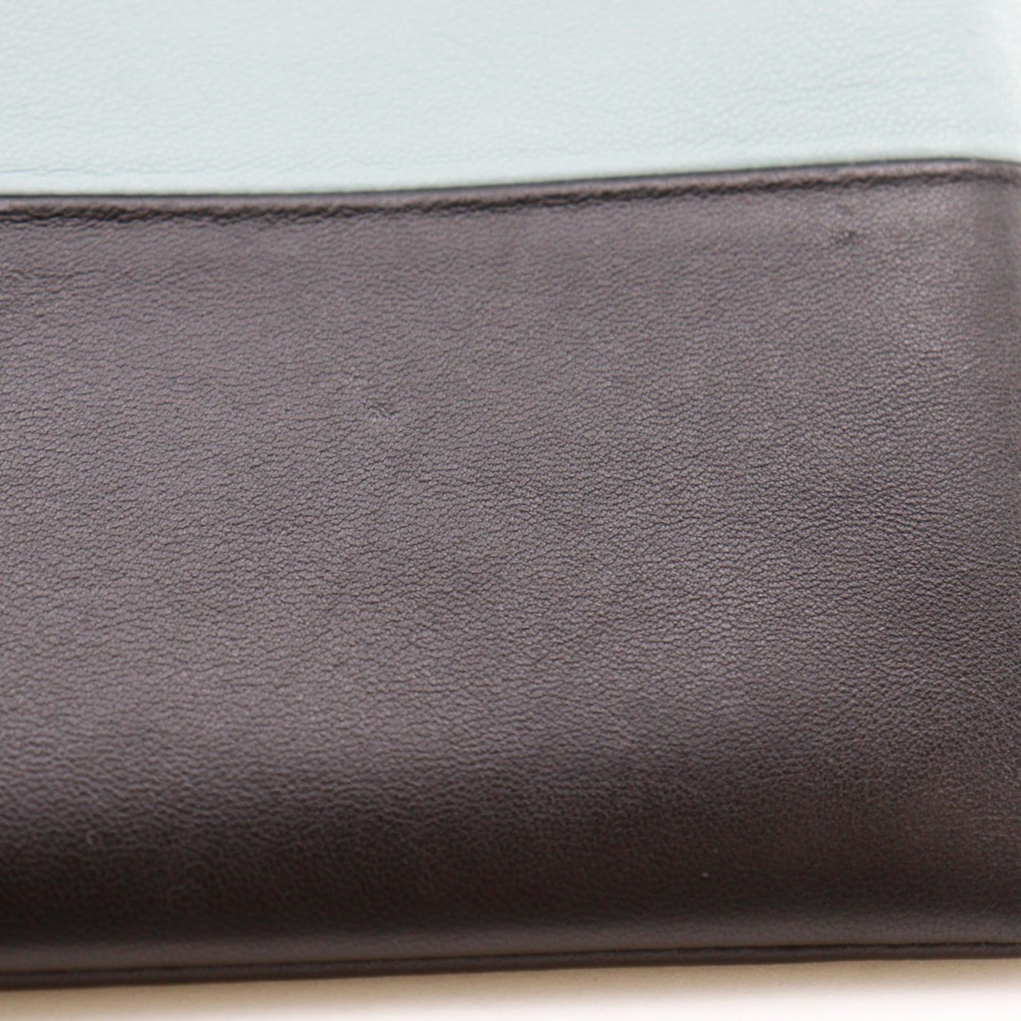 Celine Black Light Blue Leather Clutch Bag Pouch (Pre-Owned)