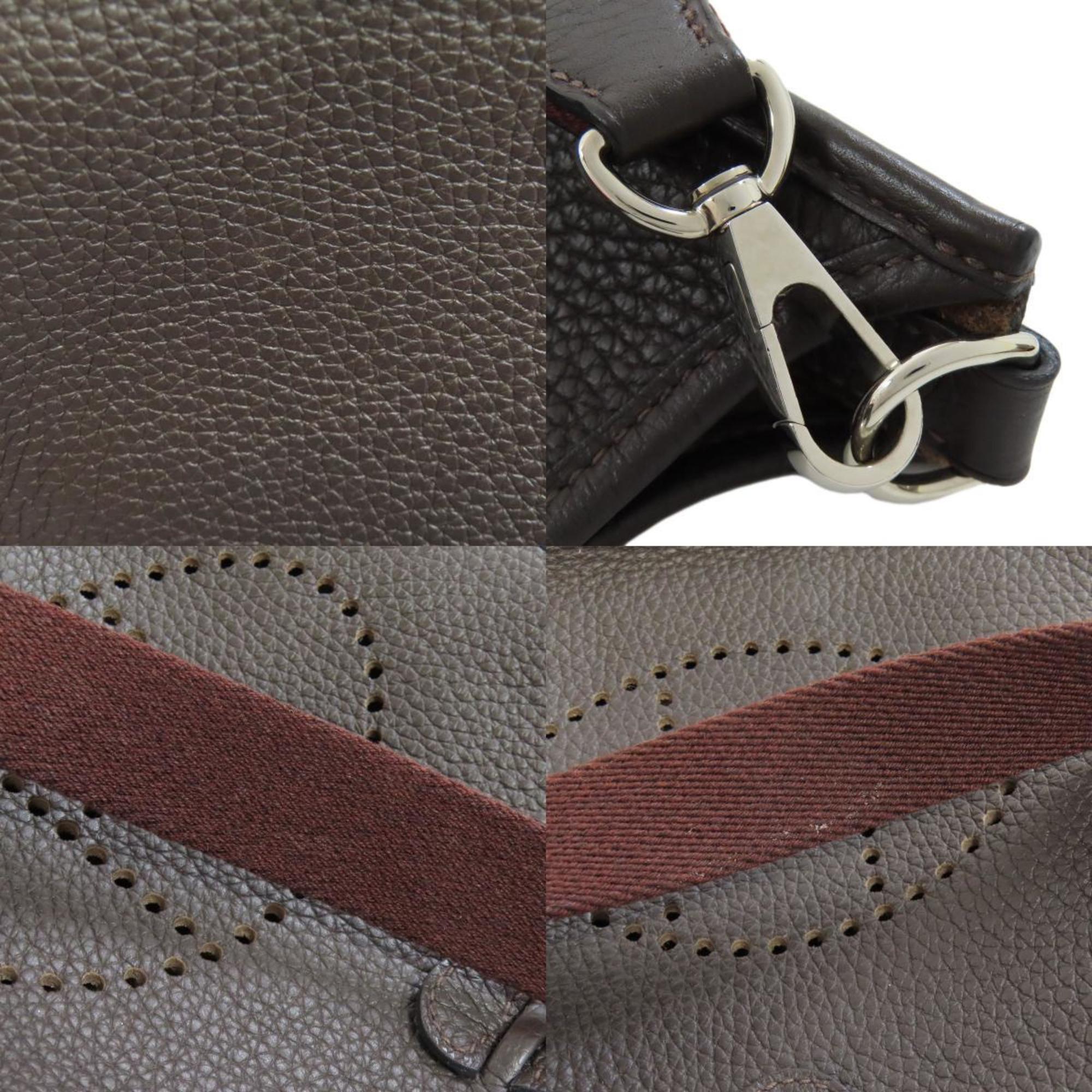 Hermes Dark Brown Taurillon Clemence Leather Shoulder Bag (Pre-Owned)