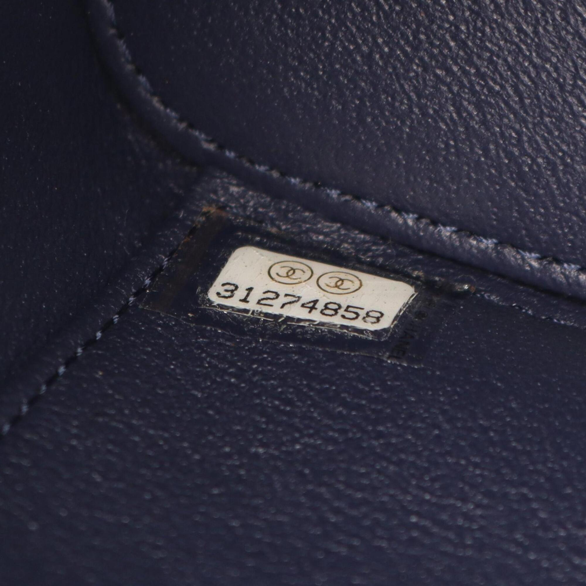 Chanel Navy Grained Calfskin Handbag Shoulder Bag Vanity Bag (Pre-Owned)