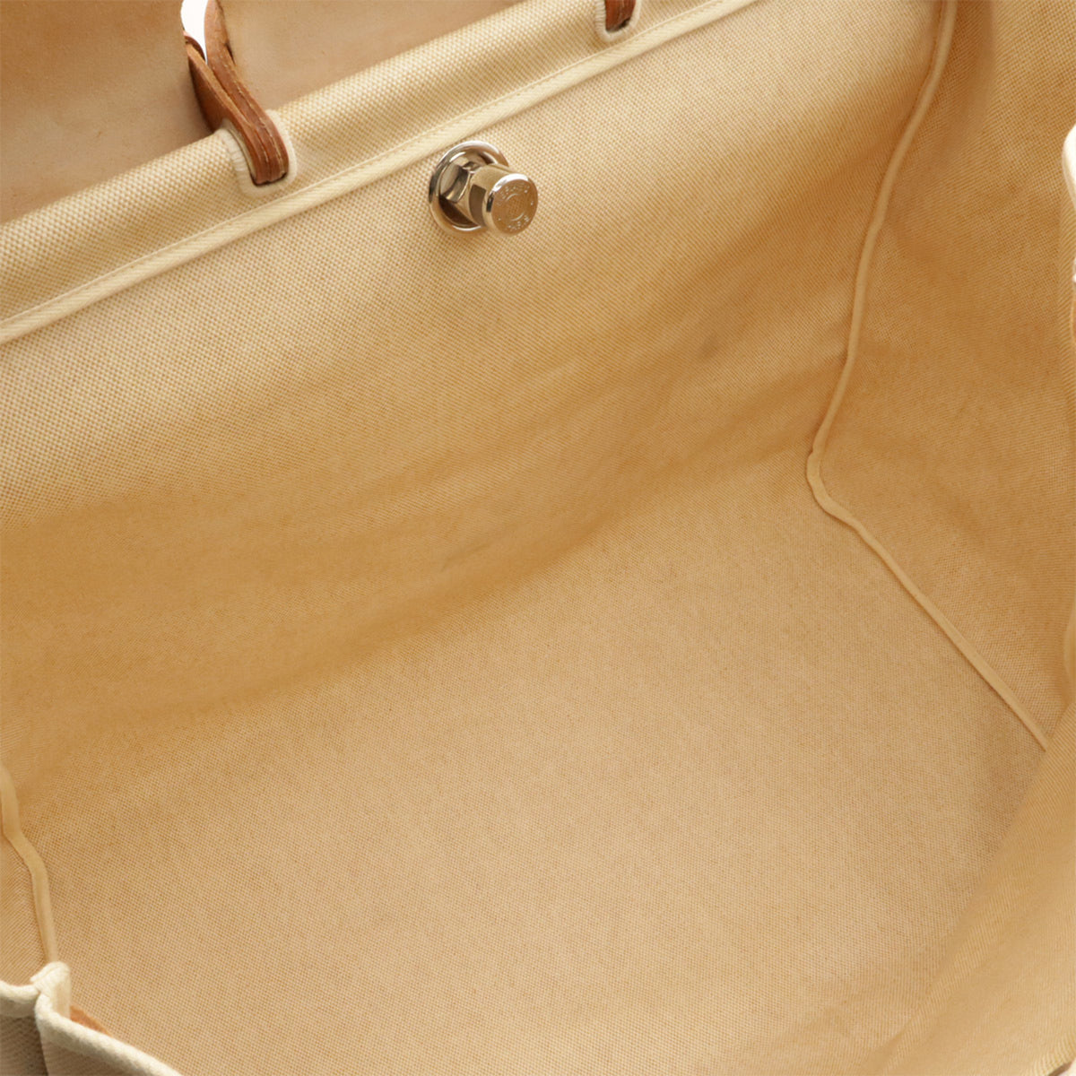Hermes Light Brown Natural Toile Officier Leather Handbag Shoulder Bag (Pre-Owned)