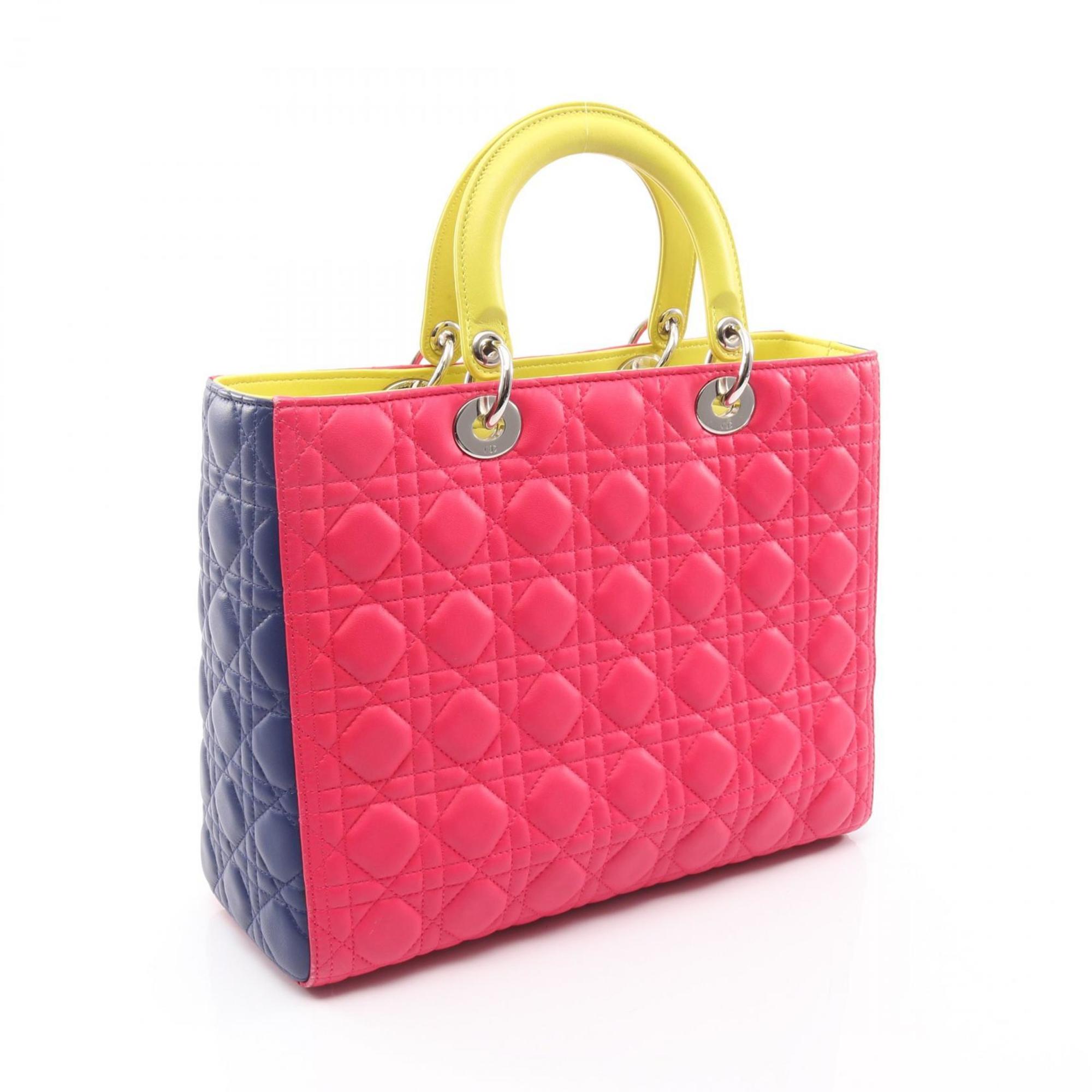 Christian Dior Blue Pink Yellow Leather Handbag (Pre-Owned)