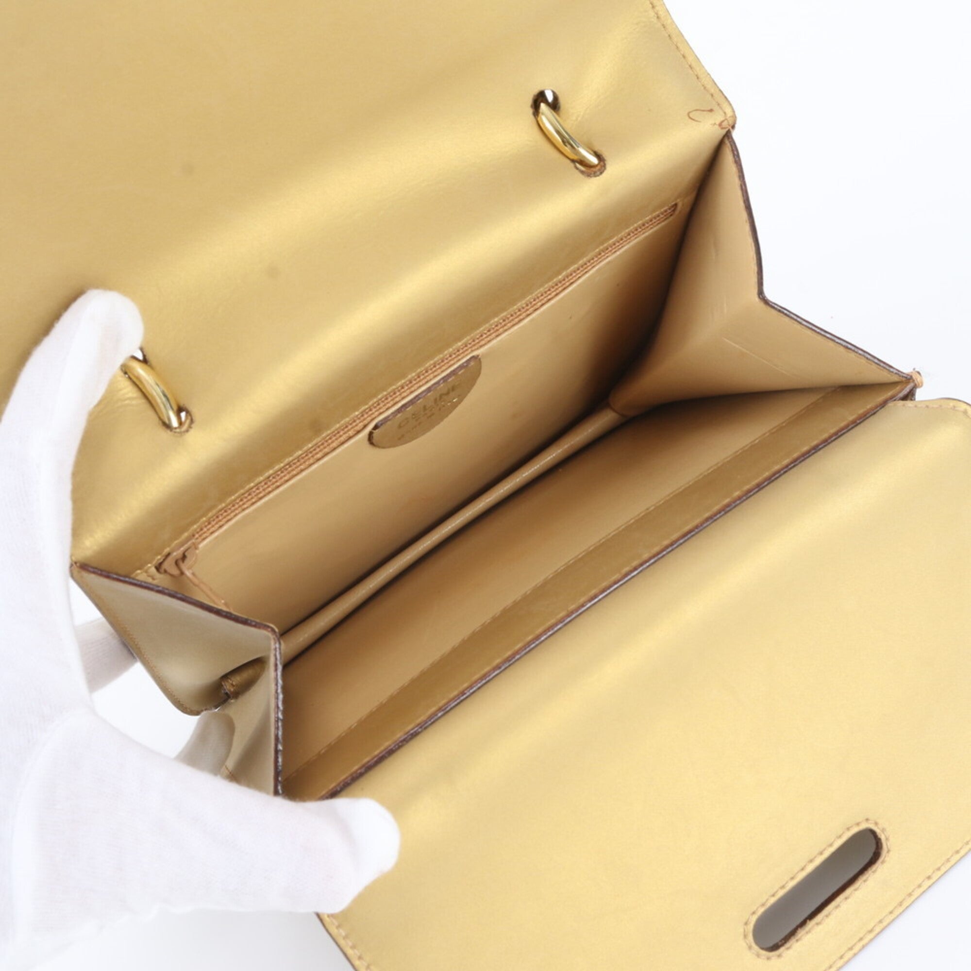Celine Gold Leather Handbag (Pre-Owned)