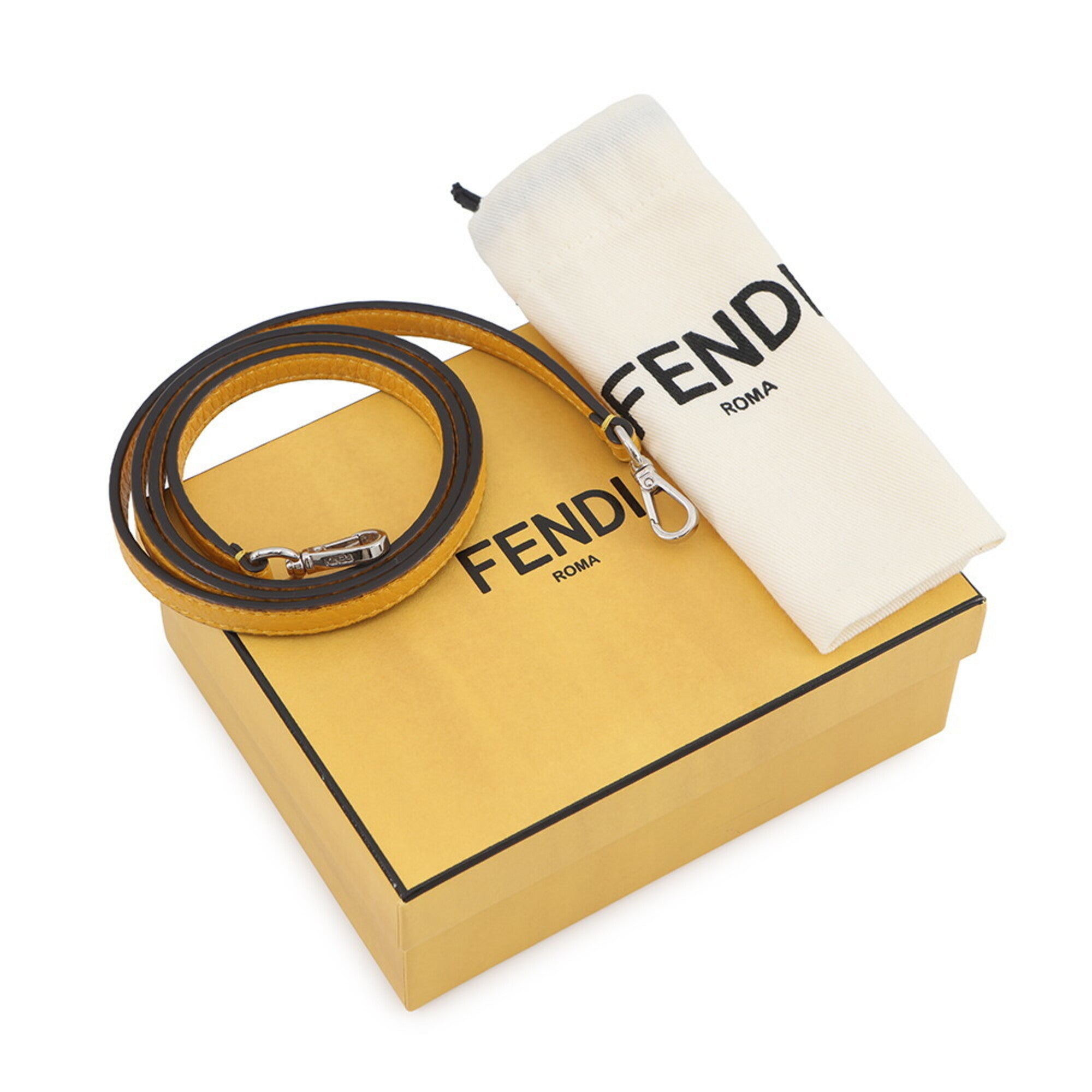 Fendi Yellow Leather Handbag Pochette Shoulder Bag (Pre-Owned)