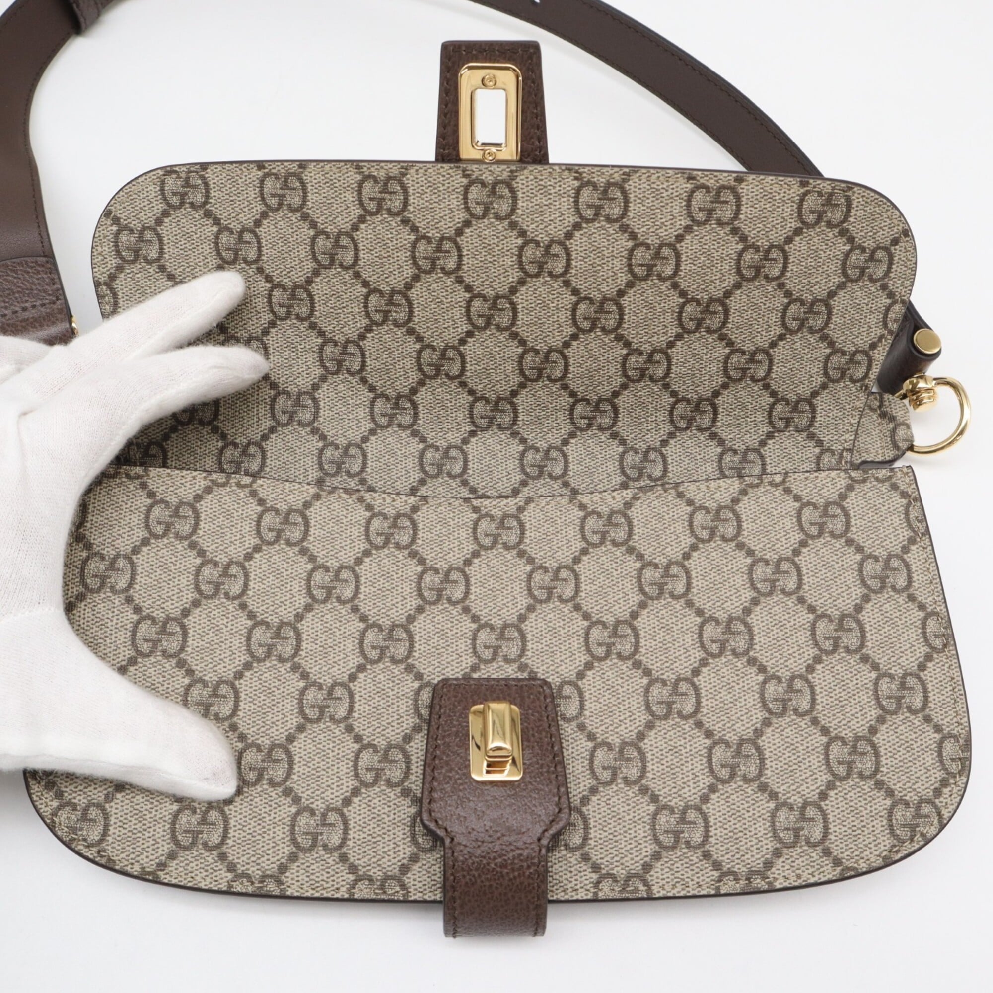 Gucci Beige Brown Gg Supreme Leather Fanny Pack Sling Bag (Pre-Owned)
