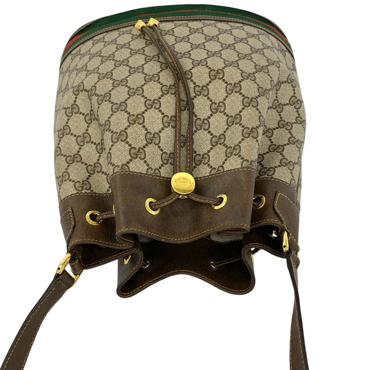 Gucci Brown Green Red Color Leather Pvc Shoulder Bag (Pre-Owned)