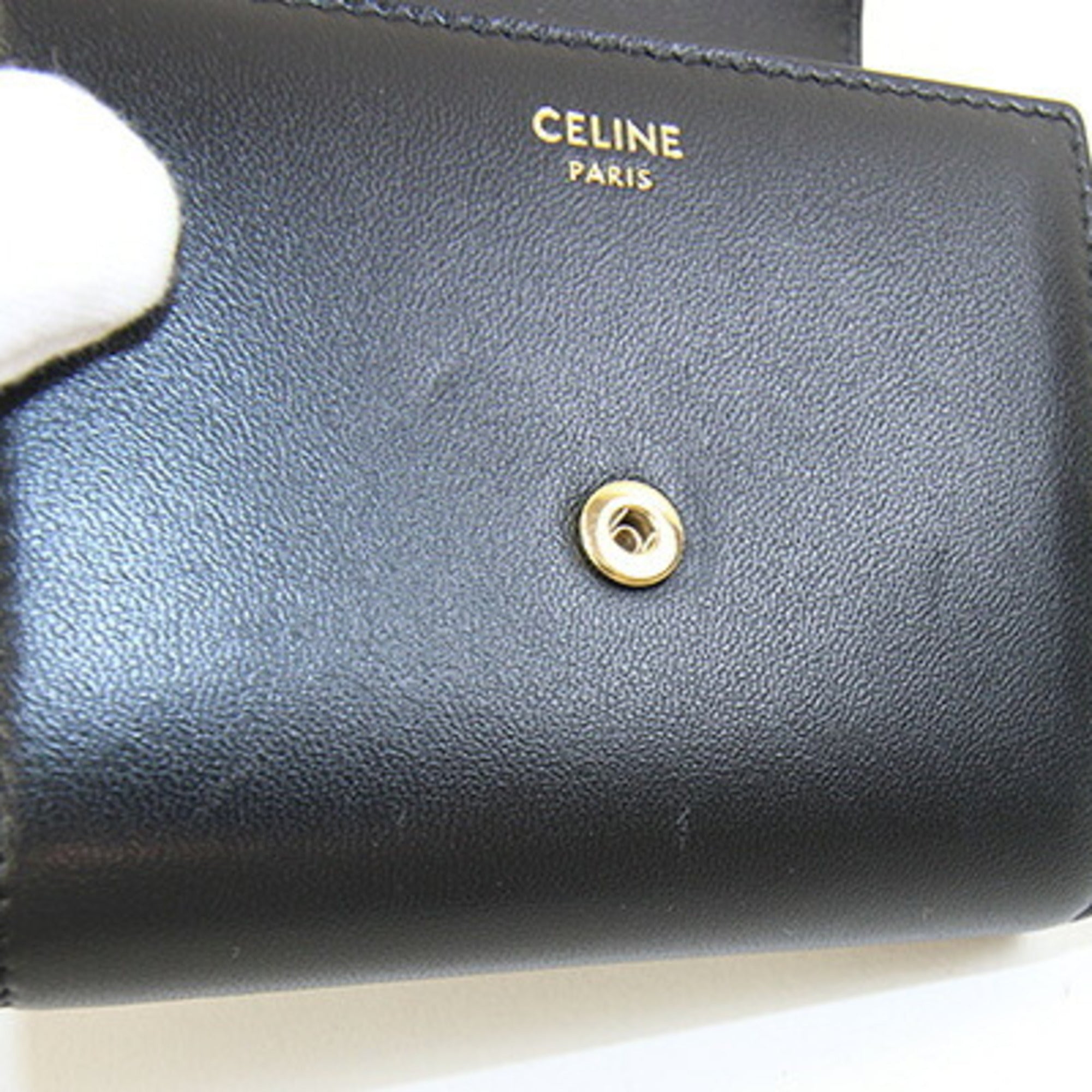 Celine Black Leather Wallet (Tri-Fold) (Pre-Owned)