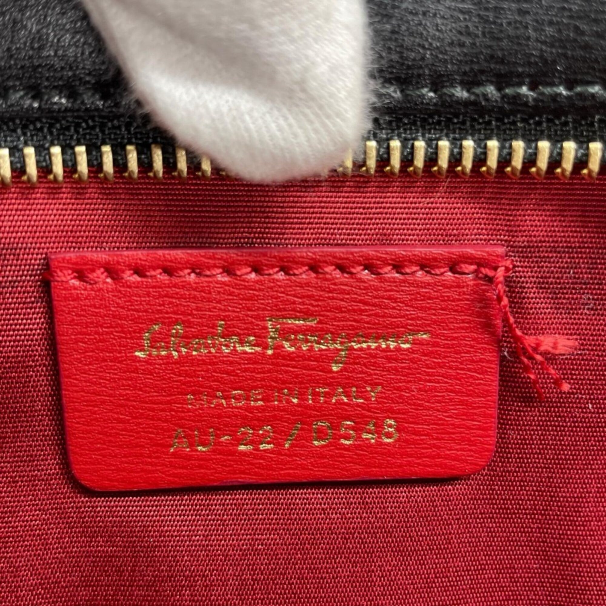 Salvatore Ferragamo Black White Leather Sling Bag (Pre-Owned)