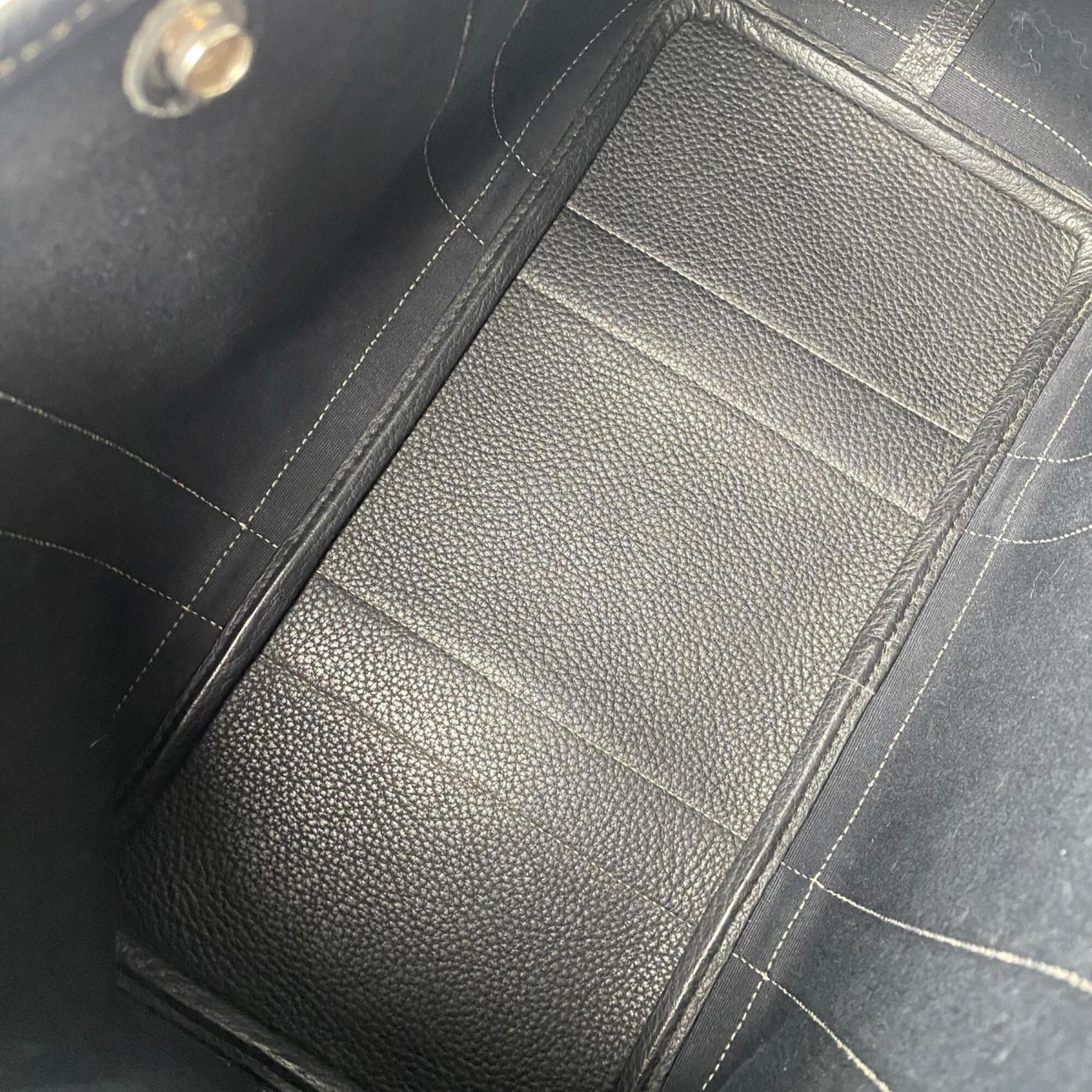 Hermes Black Canvas Leather Tote Bag (Pre-Owned)
