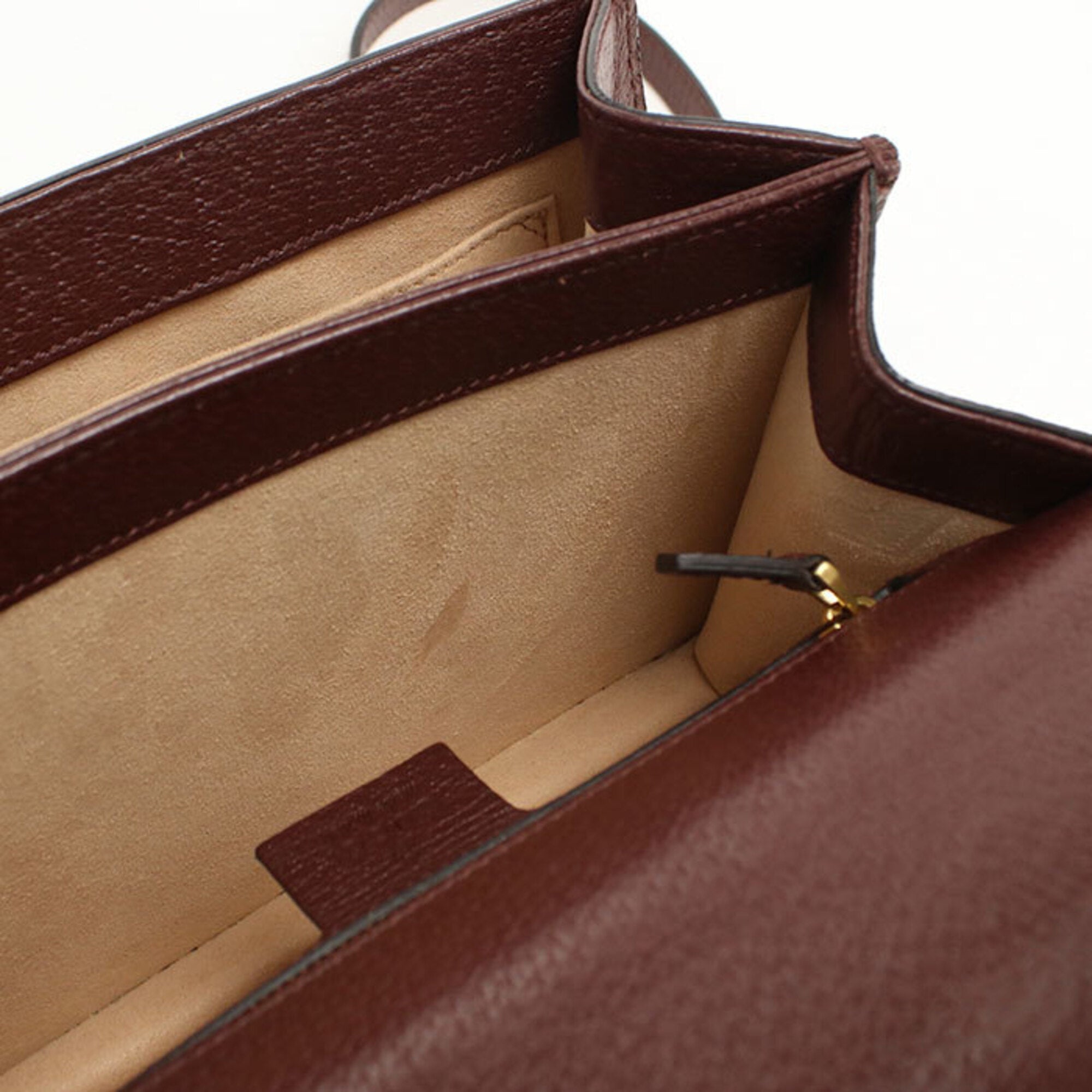 Gucci Red Color Wine Gg Canvas Handbag (Pre-Owned)