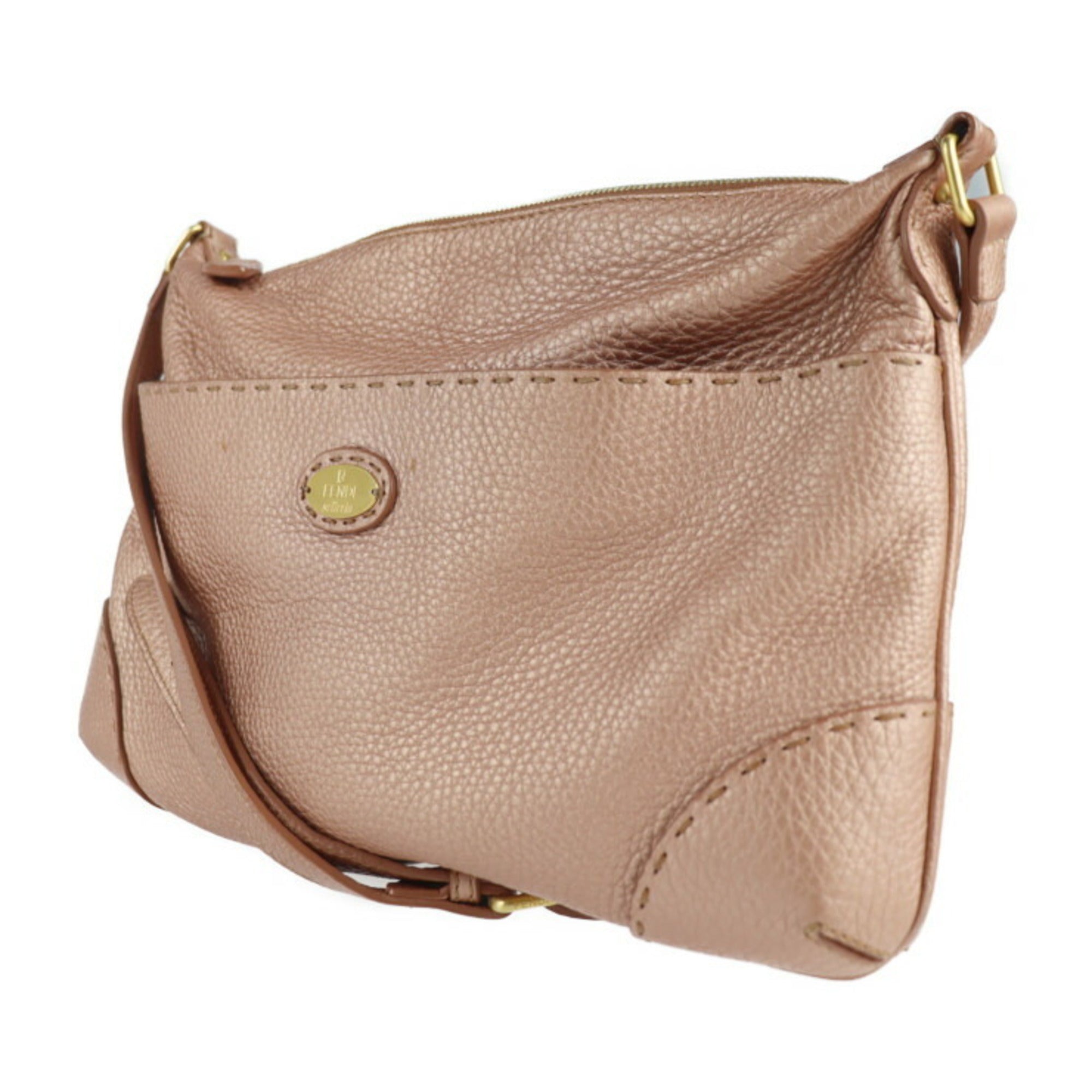 Fendi Selleria Metallic Pink Leather Messenger Bag Shopping Bag Shoulder Bag (Pre-Owned)