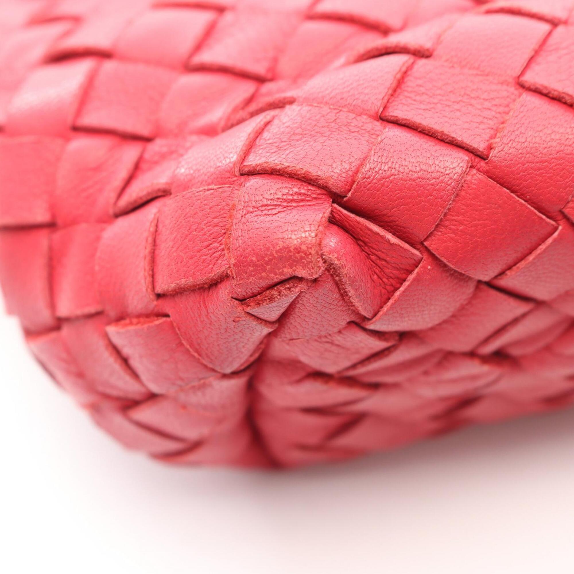 Bottega Veneta Red Color Leather Handbag Tote Bag (Pre-Owned)