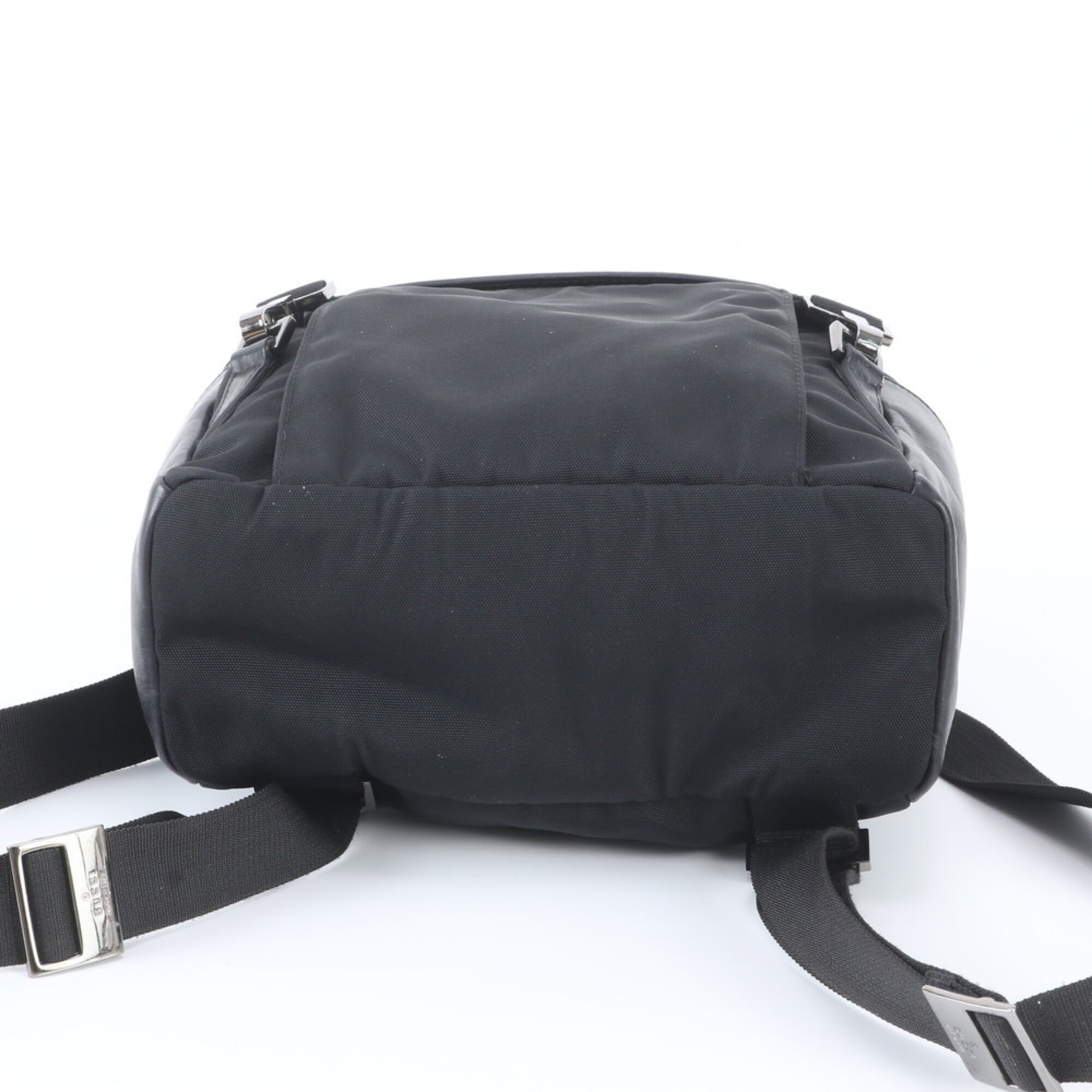 Gucci Black Nylon Leather Backpack Handbag (Pre-Owned)