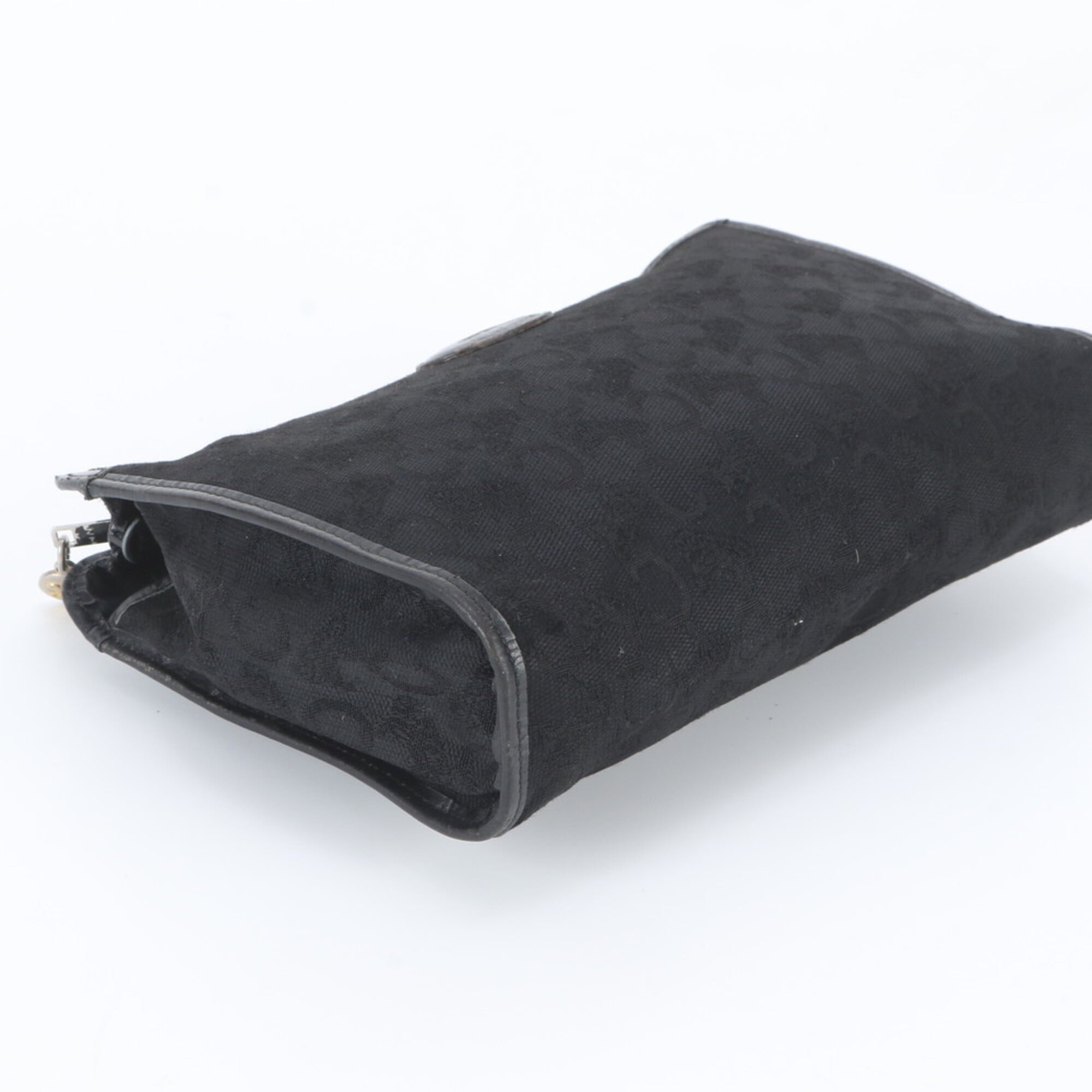 Celine Black Leather Canvas Clutch Bag Handbag Pouch Tote Bag (Pre-Owned)