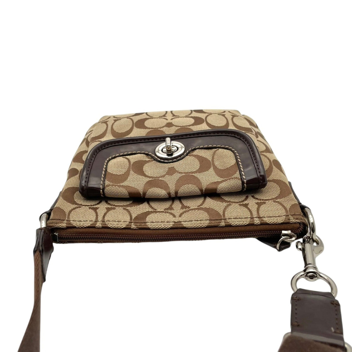 Coach Beige Brown Canvas Leather Crossbody Bag Shoulder Bag (Pre-Owned)