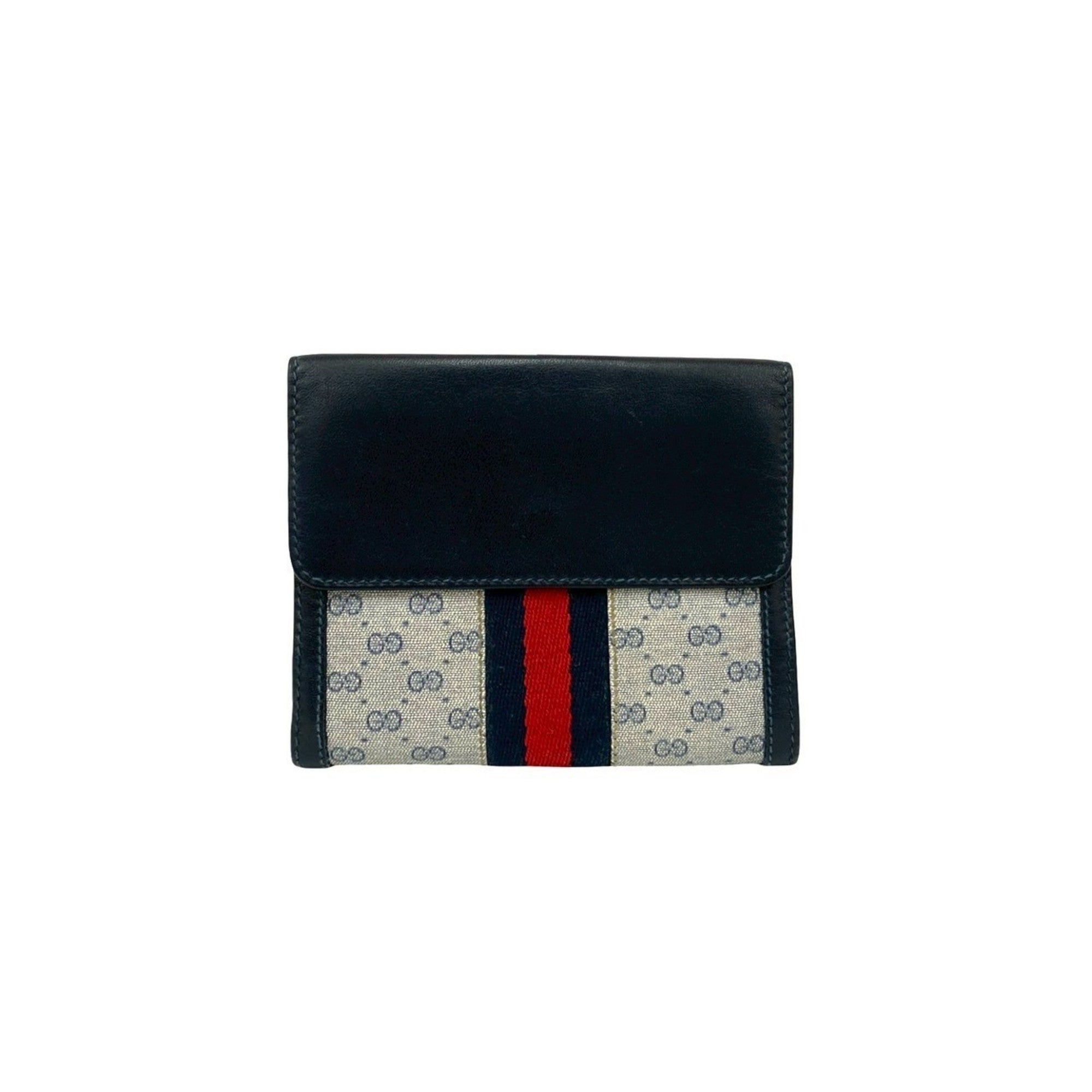 Gucci Navy Red Color Leather Pvc Wallet (Bi-Fold) (Pre-Owned)