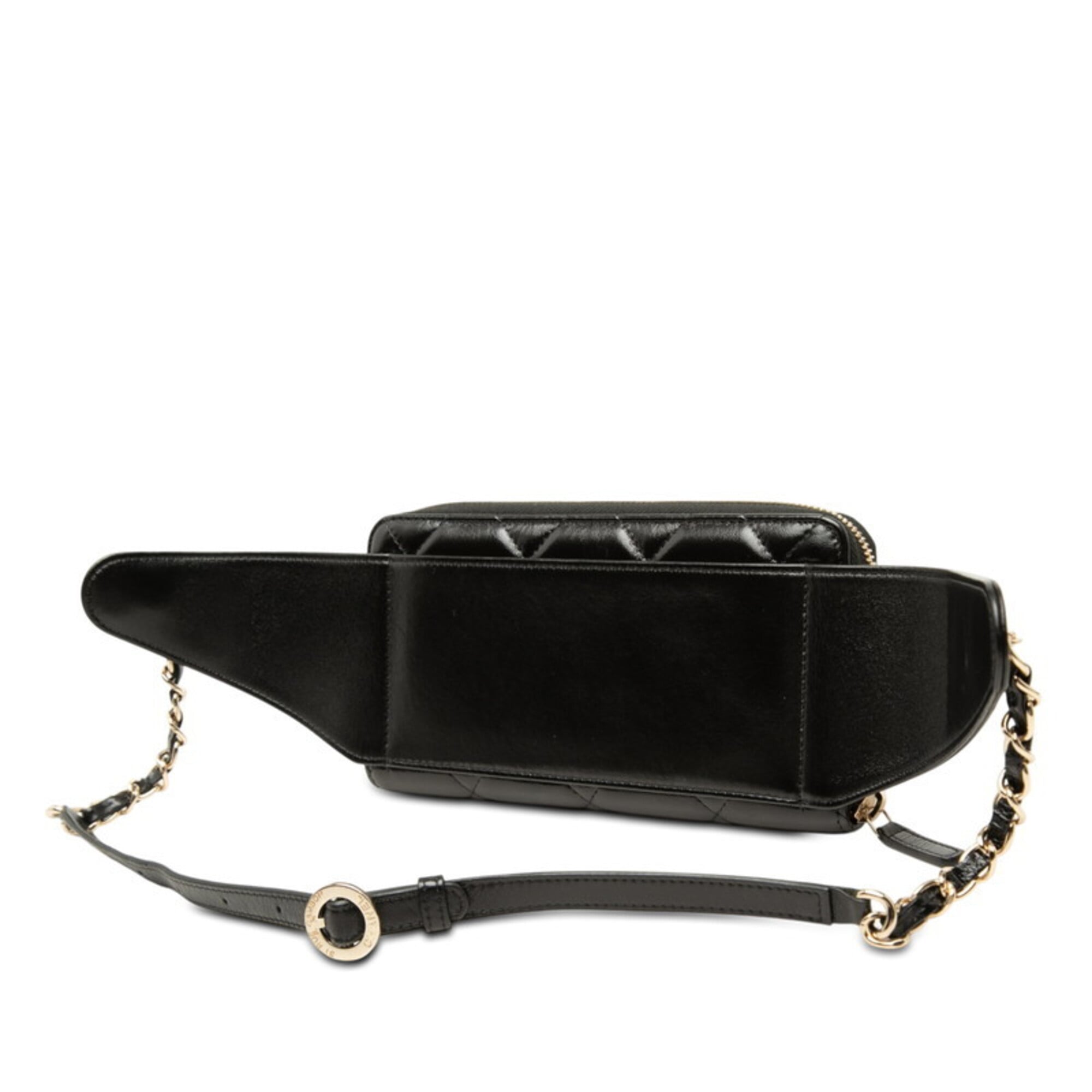 Chanel Black Leather Chain/Shoulder Wallet (Pre-Owned)