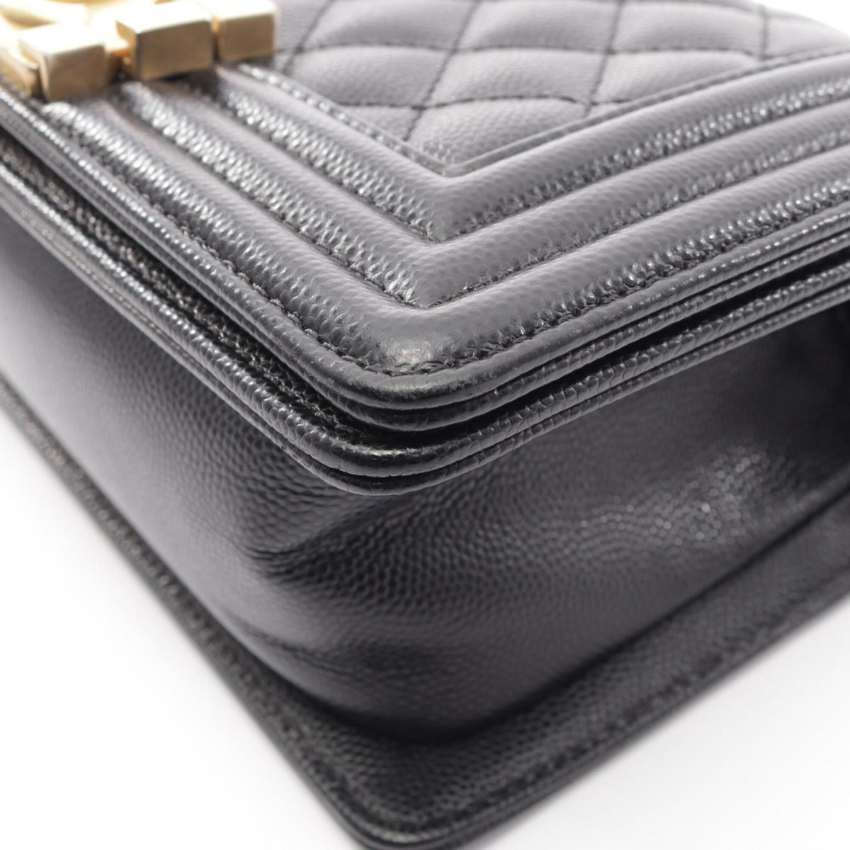 Chanel Black Grained Calfskin Handbag Shoulder Bag (Pre-Owned)