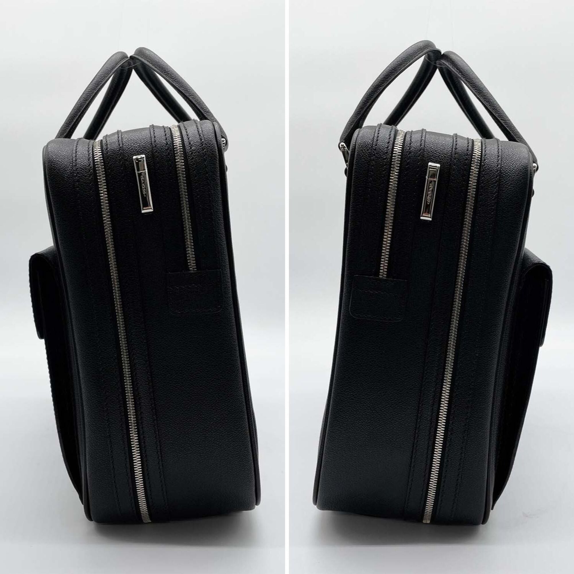 Bvlgari Millerighe Black Leather Metal Boston Bag (Pre-Owned)