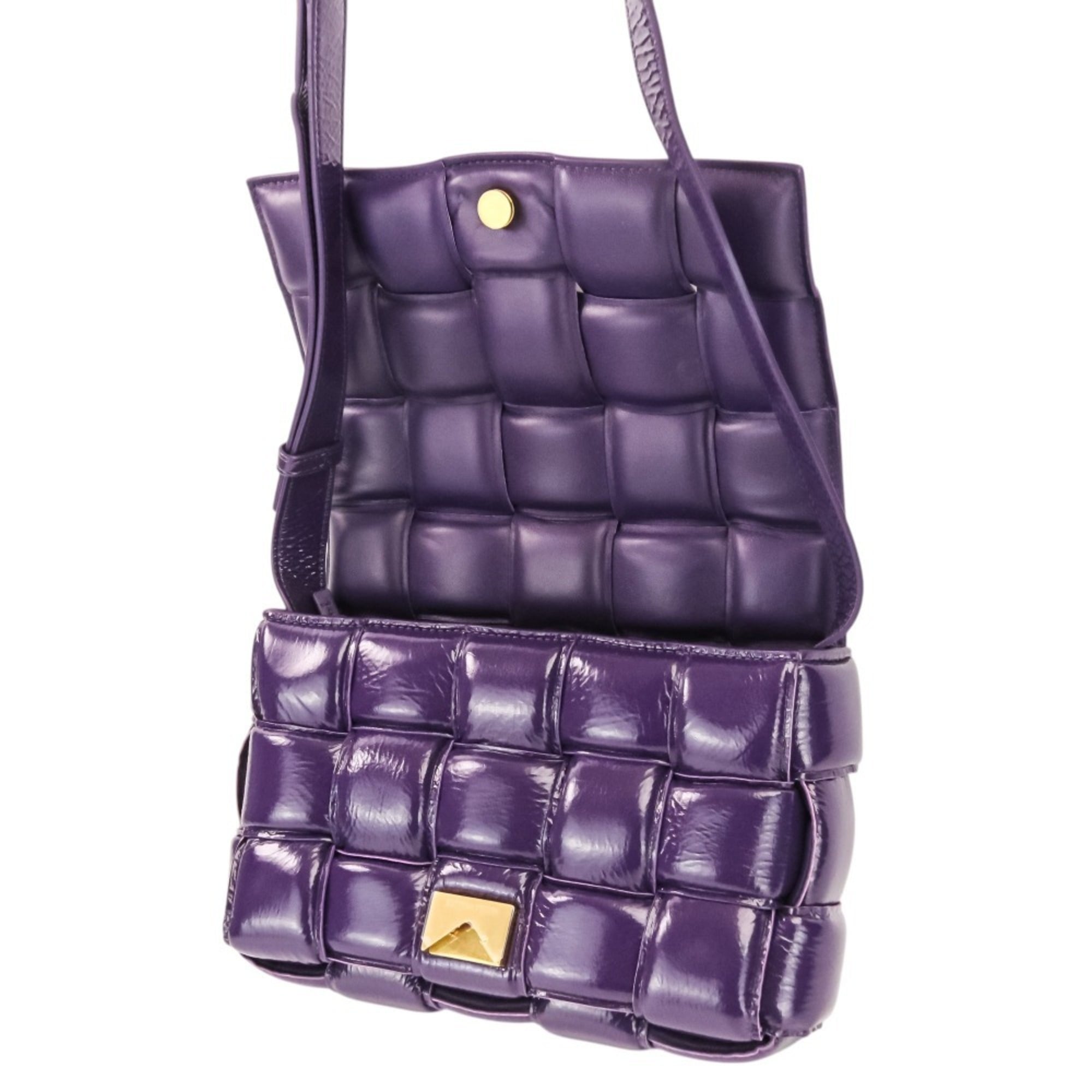 Bottega Veneta Purple Patent Leather Shoulder Bag (Pre-Owned)