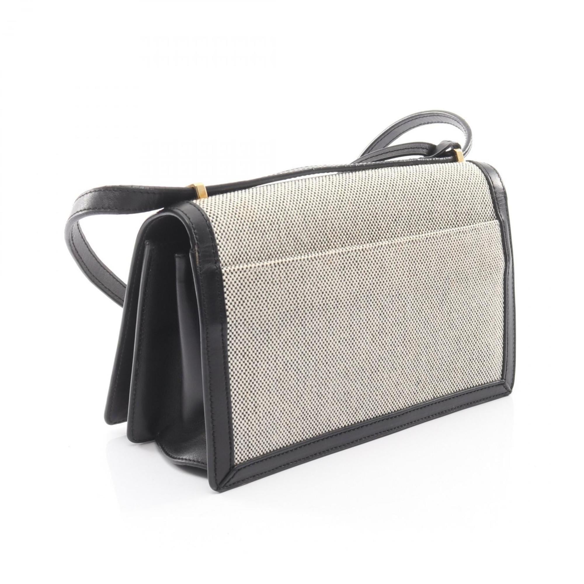 Loewe Black Ivory Canvas Leather Handbag Shoulder Bag (Pre-Owned)
