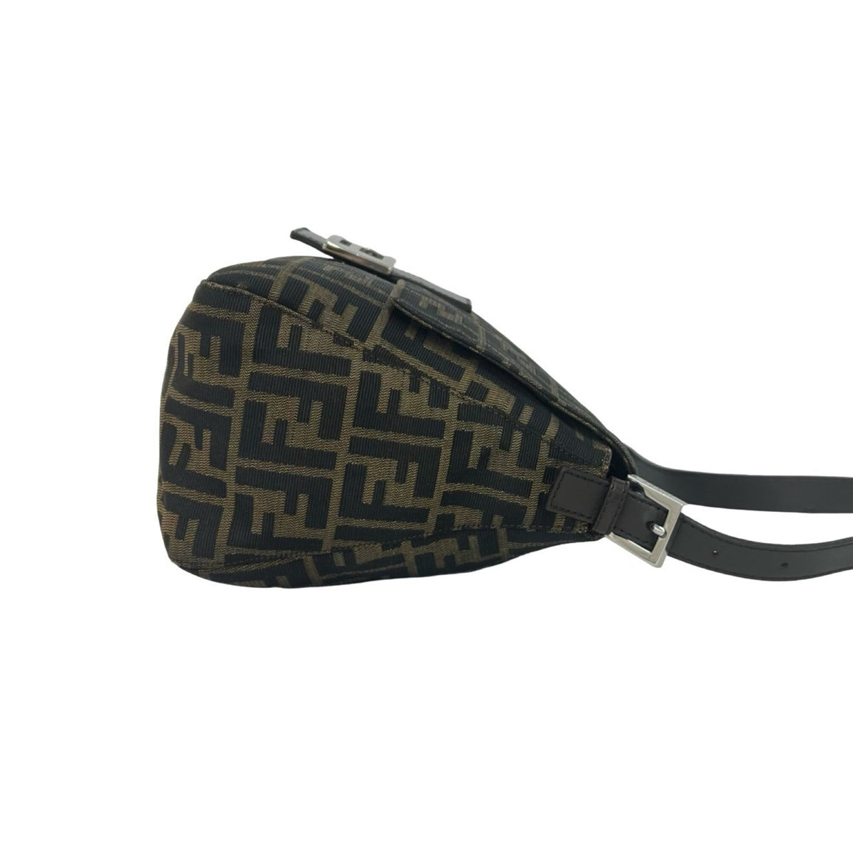 Fendi Black Brown Canvas Leather Shoulder Bag (Pre-Owned)