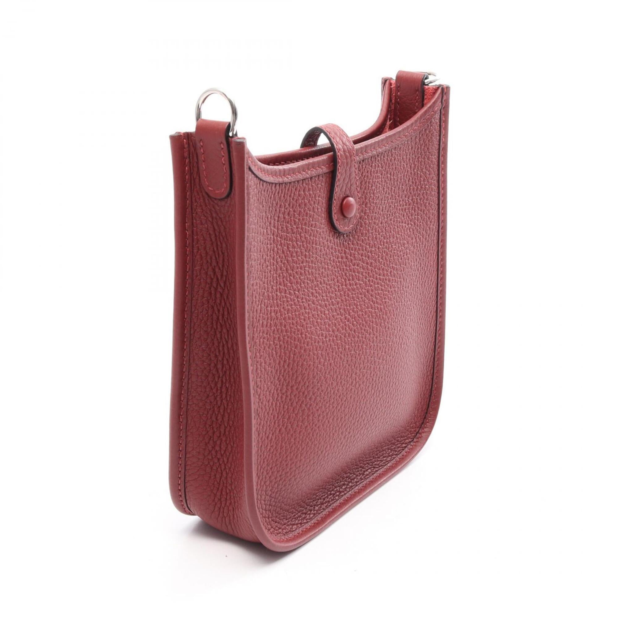 Hermes Bordeaux Rouge H Taurillon Clemence Leather Handbag Shoulder Bag (Pre-Owned)